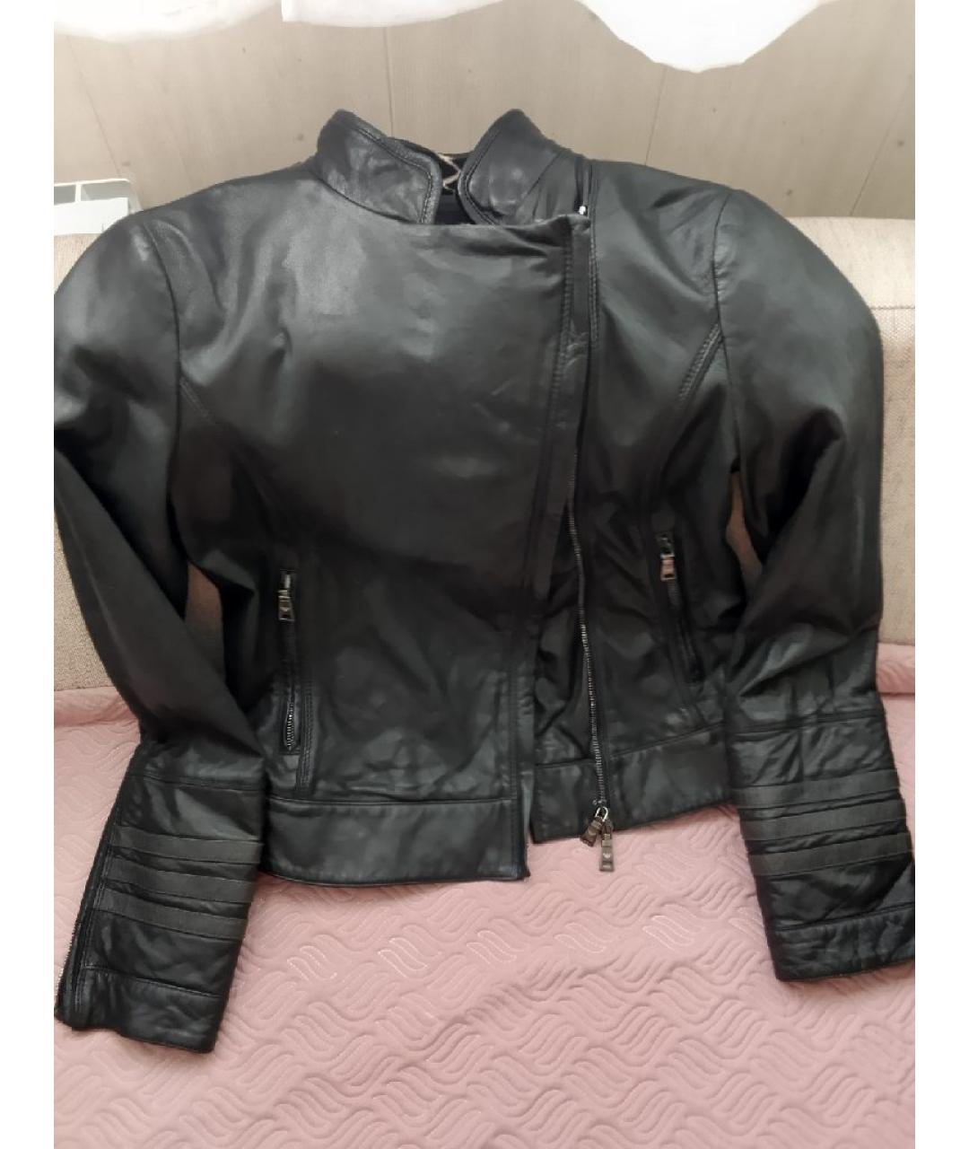 EMPORIO ARMANI Черная кожаная куртка, фото 4