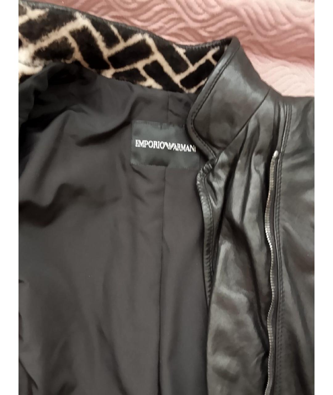 EMPORIO ARMANI Черная кожаная куртка, фото 2