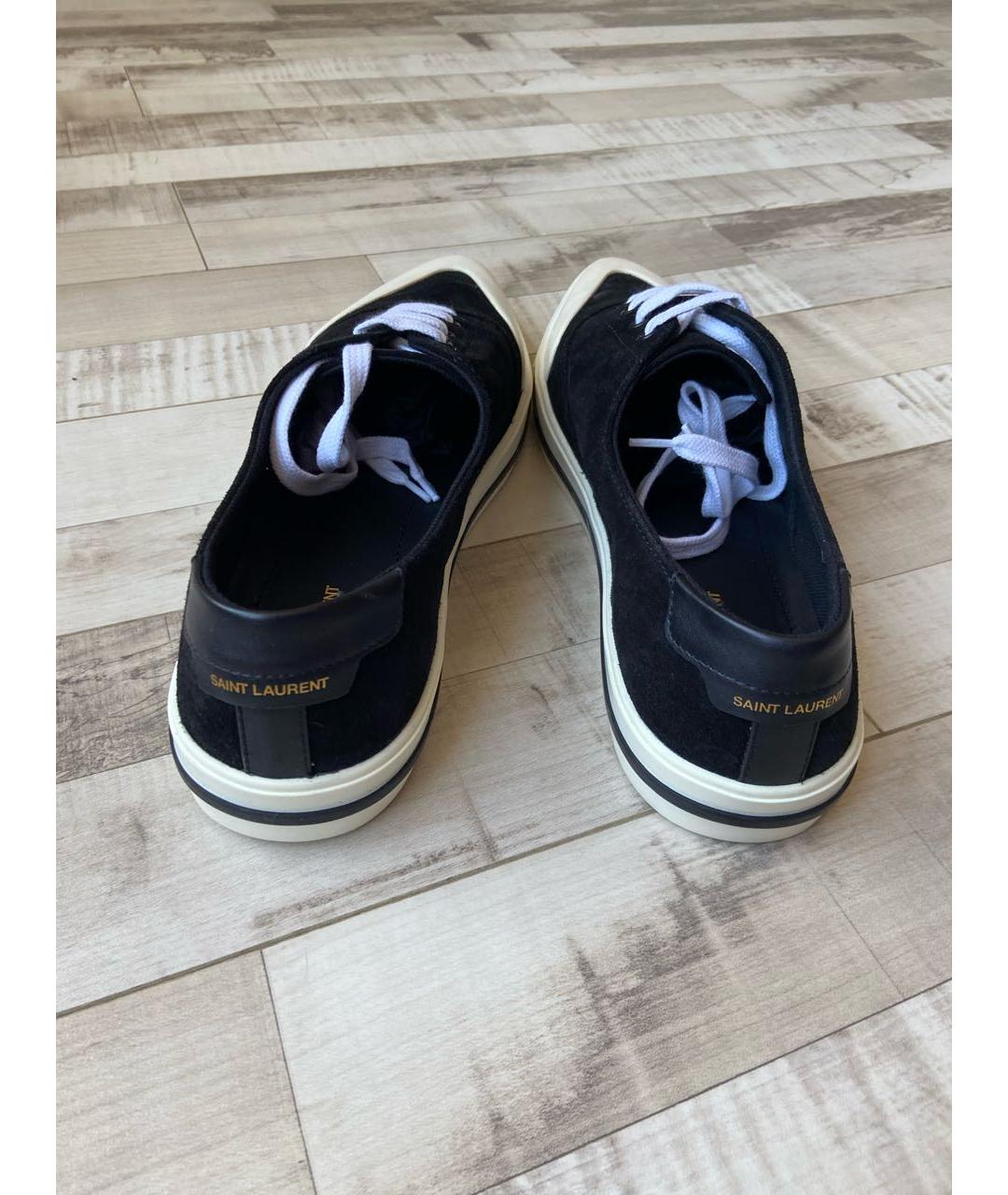 SAINT LAURENT Черные замшевые низкие кроссовки / кеды, фото 3