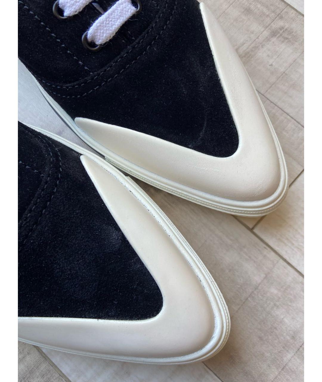 SAINT LAURENT Черные замшевые низкие кроссовки / кеды, фото 4