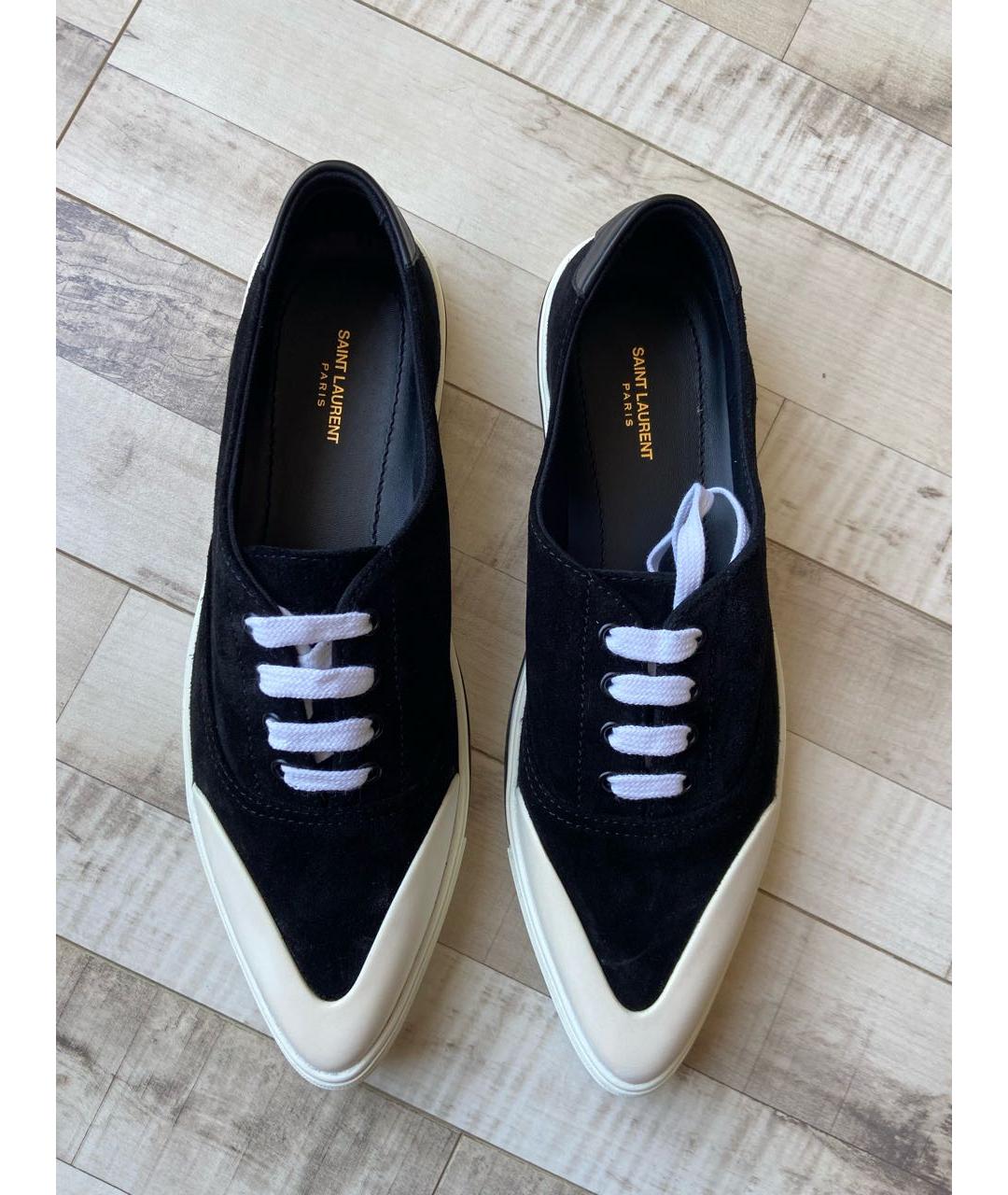 SAINT LAURENT Черные замшевые низкие кроссовки / кеды, фото 2