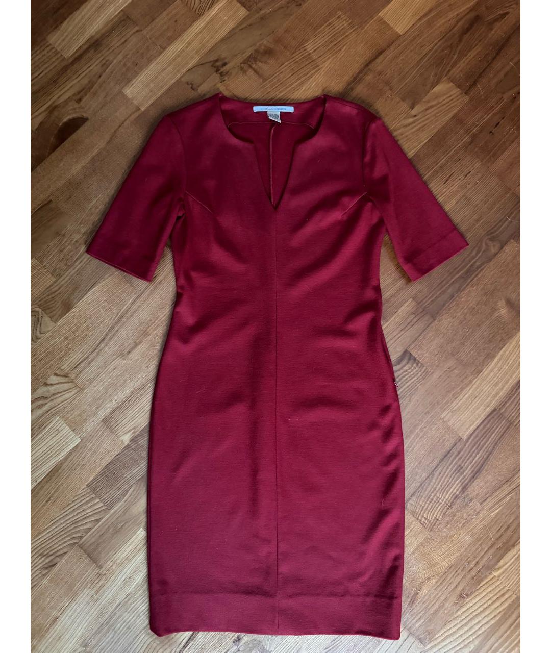 DIANE VON FURSTENBERG Бордовое шерстяное повседневное платье, фото 7
