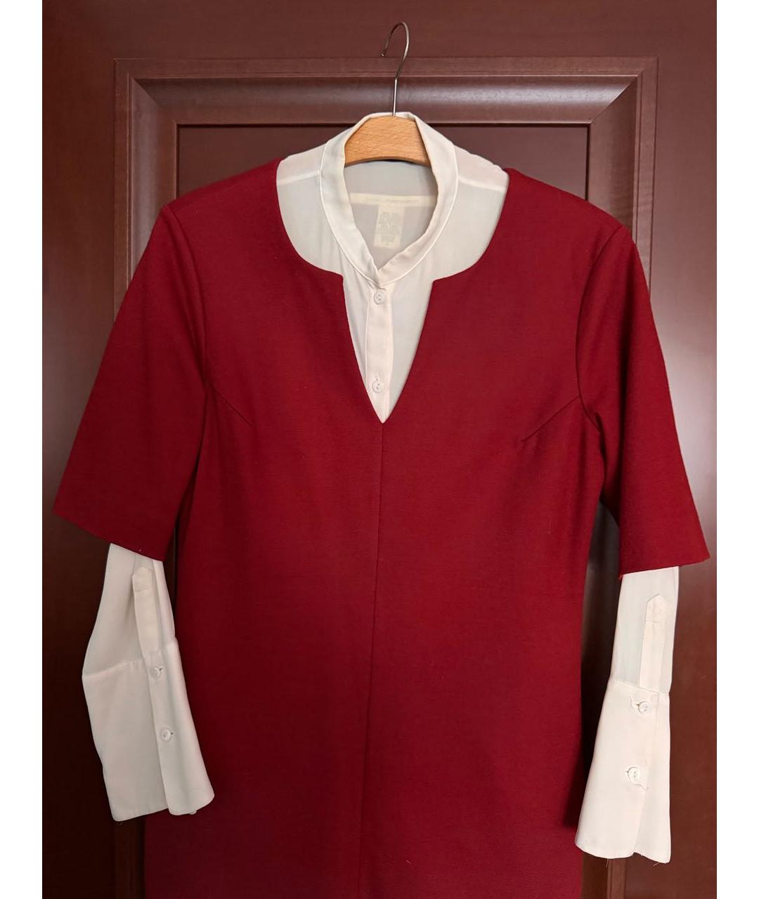 DIANE VON FURSTENBERG Бордовое шерстяное повседневное платье, фото 6