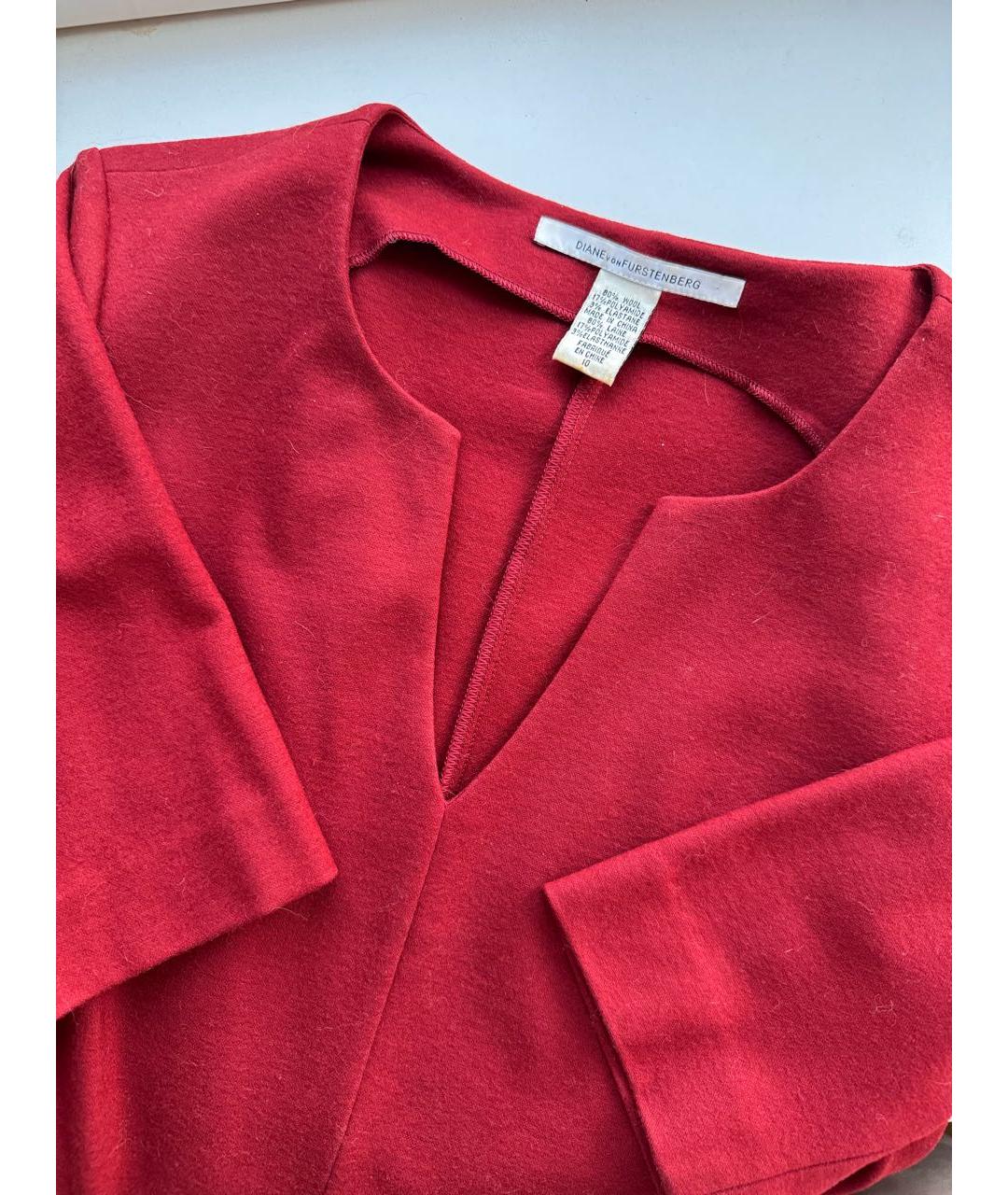 DIANE VON FURSTENBERG Бордовое шерстяное повседневное платье, фото 3