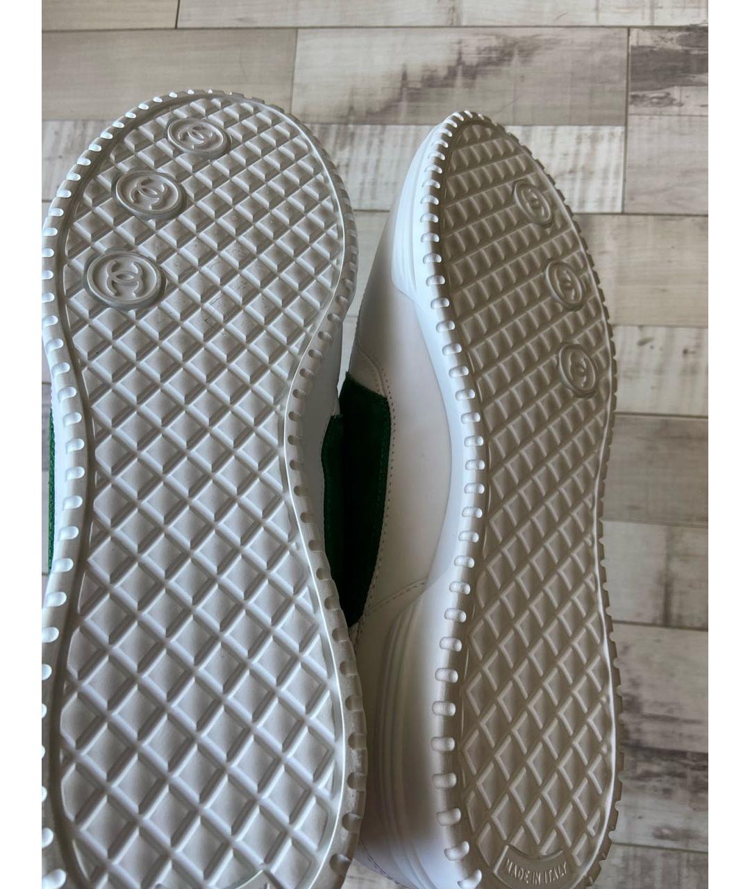 CHANEL Белые кожаные низкие кроссовки / кеды, фото 5