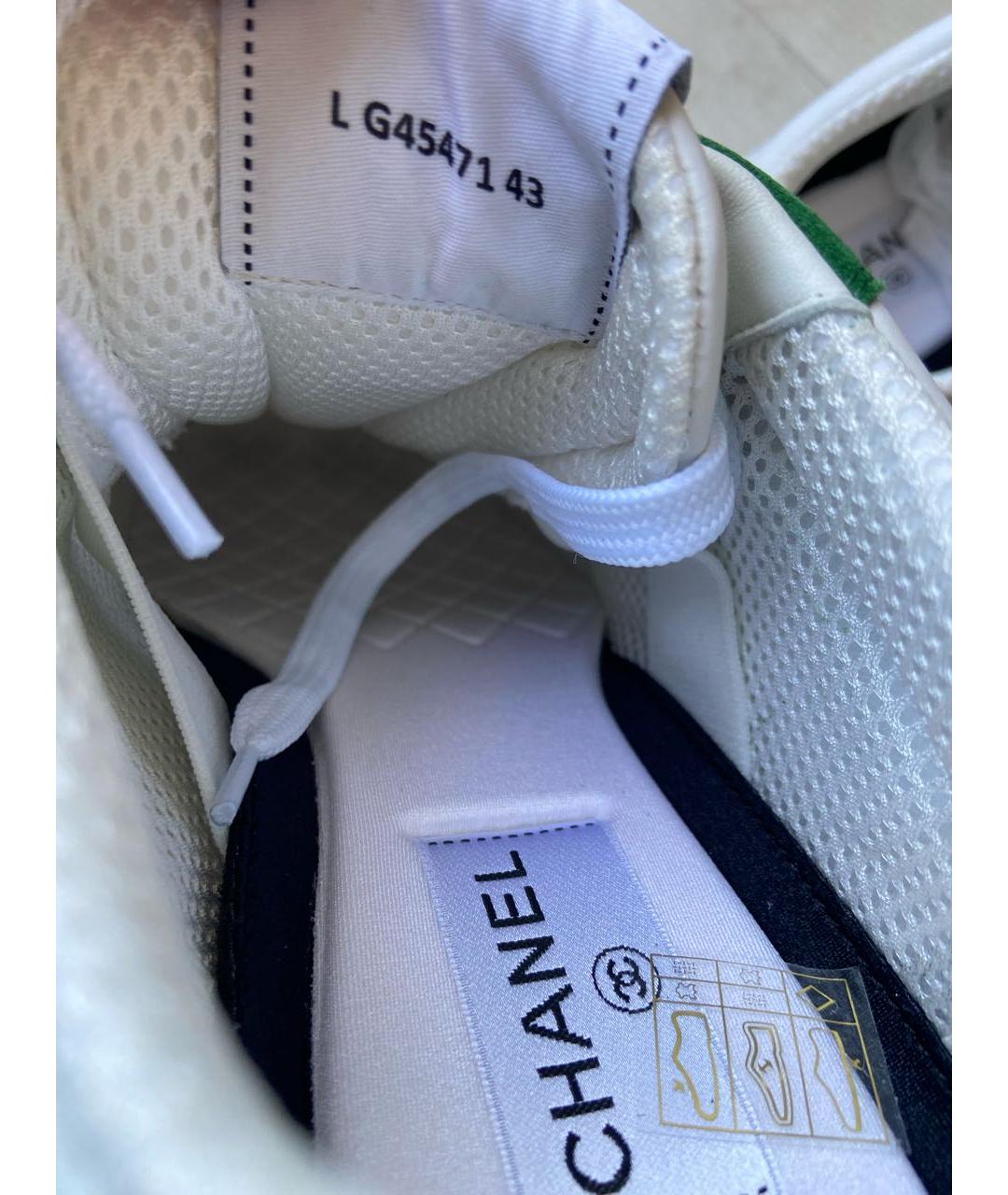 CHANEL Белые кожаные низкие кроссовки / кеды, фото 4