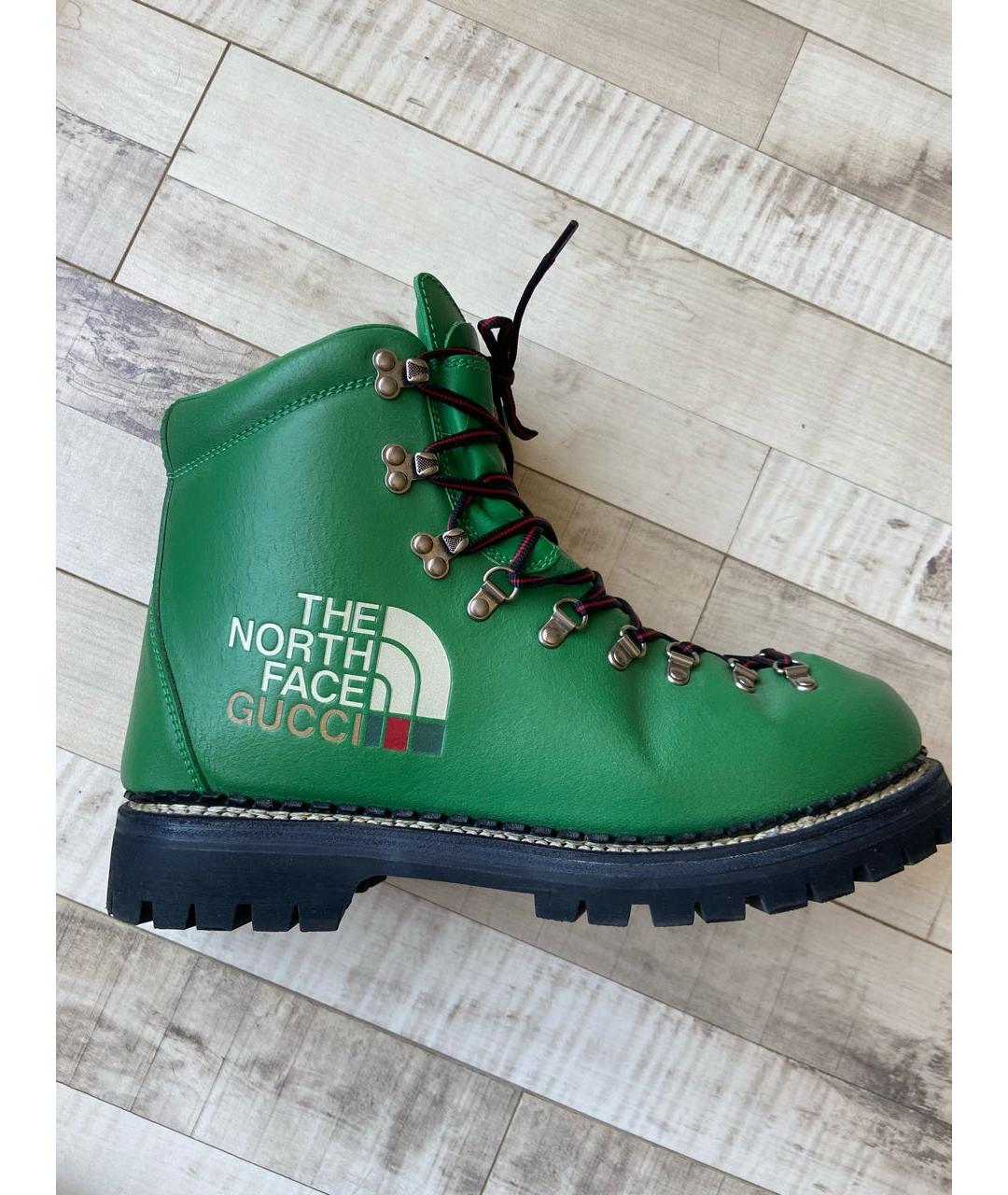 GUCCI Зеленые кожаные высокие ботинки, фото 9