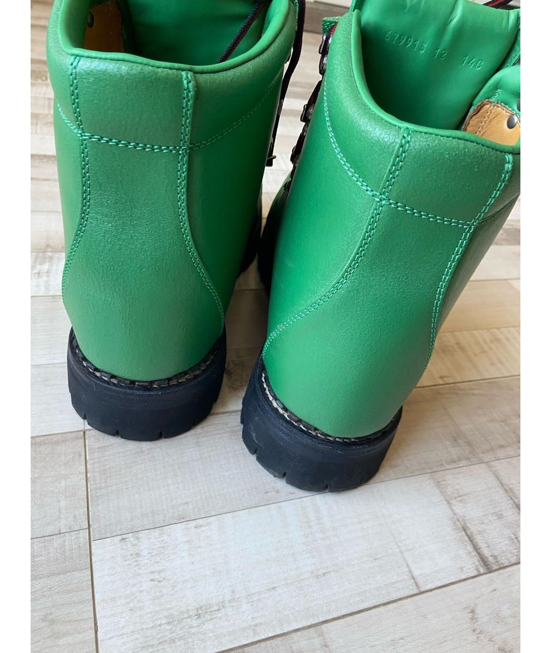 GUCCI Зеленые кожаные высокие ботинки, фото 3