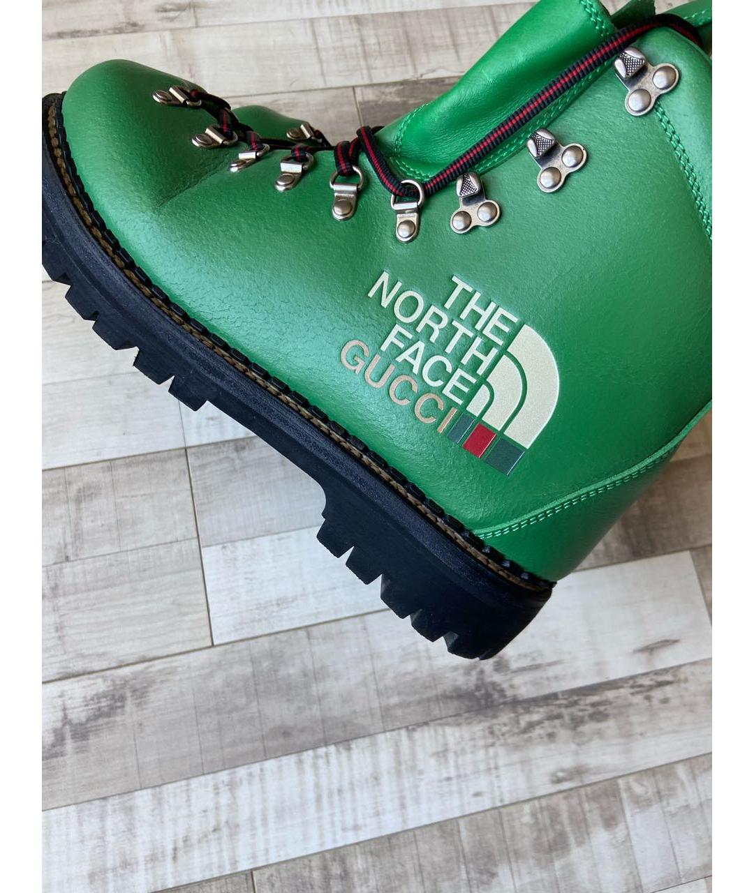 GUCCI Зеленые кожаные высокие ботинки, фото 4