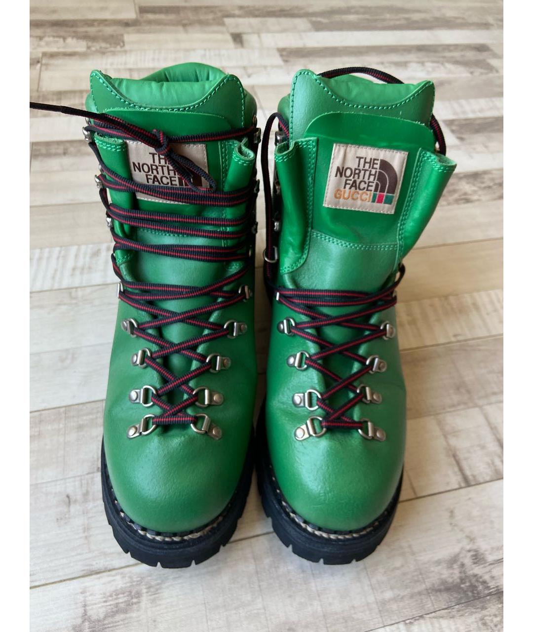 GUCCI Зеленые кожаные высокие ботинки, фото 2