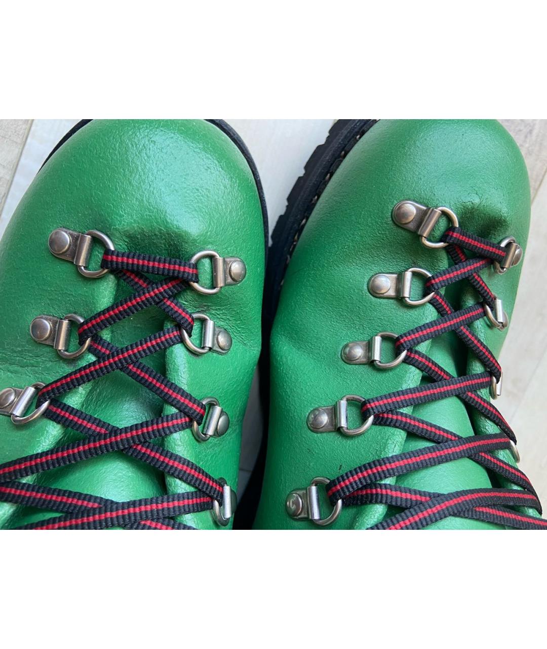 GUCCI Зеленые кожаные высокие ботинки, фото 7