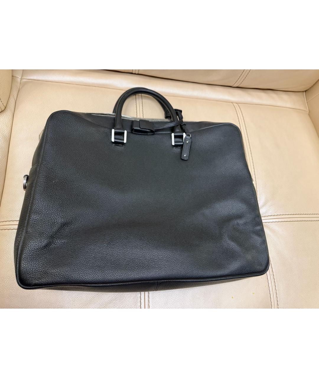 SAINT LAURENT Темно-синий кожаный портфель, фото 4