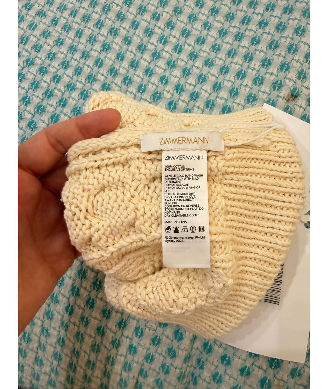 ZIMMERMANN Белая хлопковая шапка, фото 4