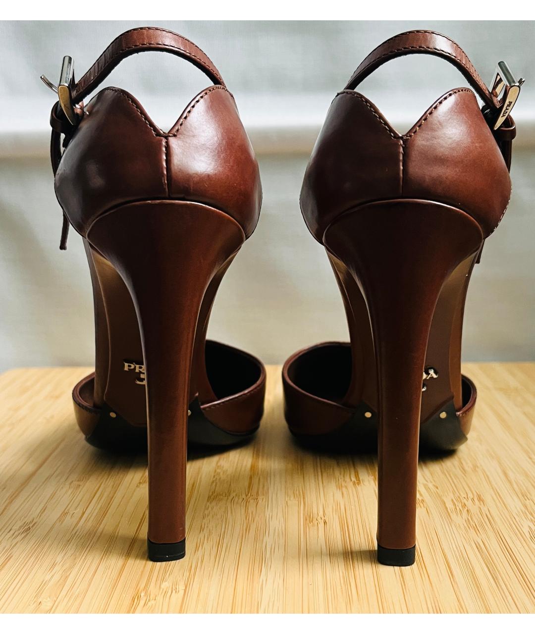 PRADA Коричневые кожаные туфли, фото 4