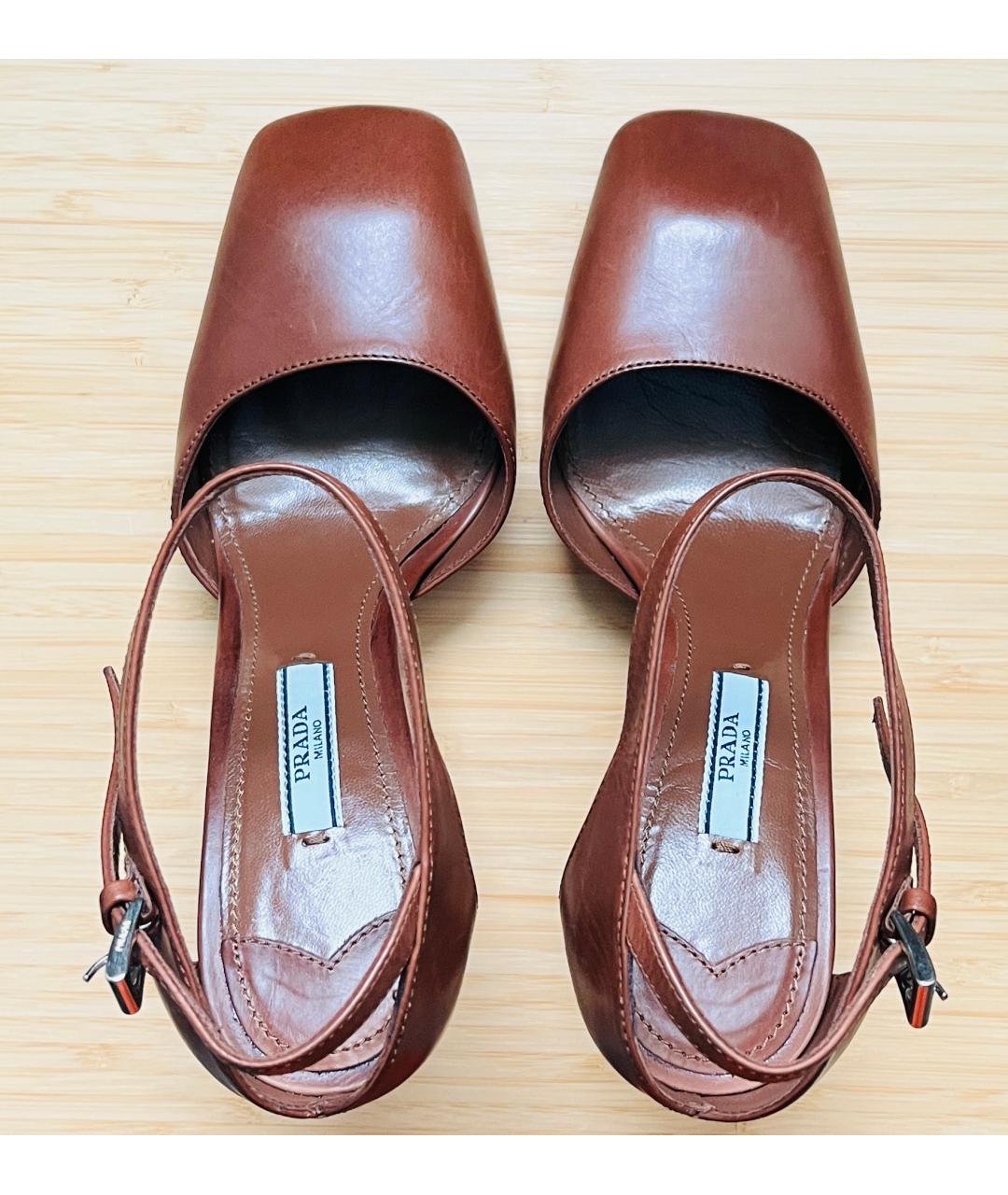 PRADA Коричневые кожаные туфли, фото 3