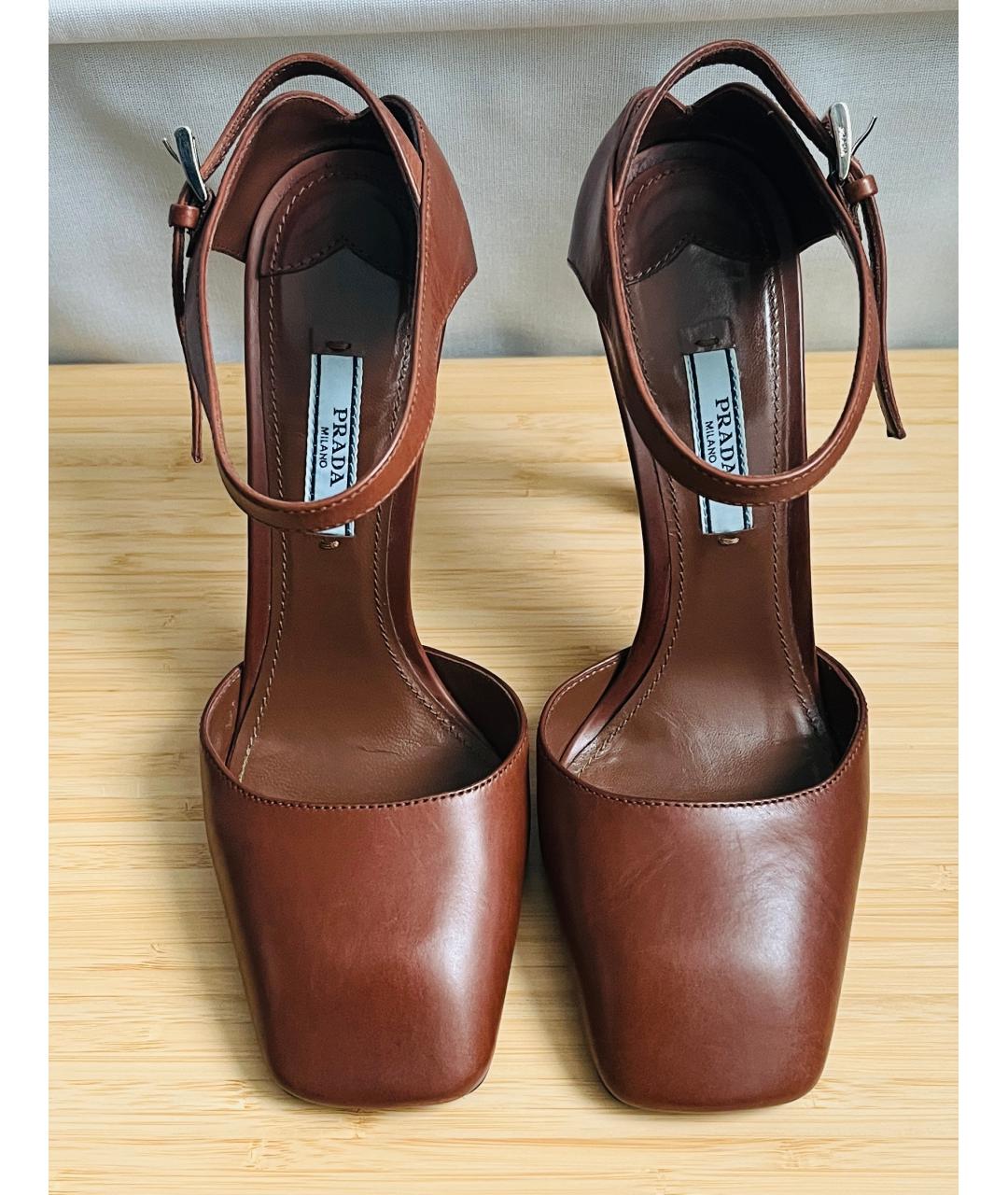 PRADA Коричневые кожаные туфли, фото 2