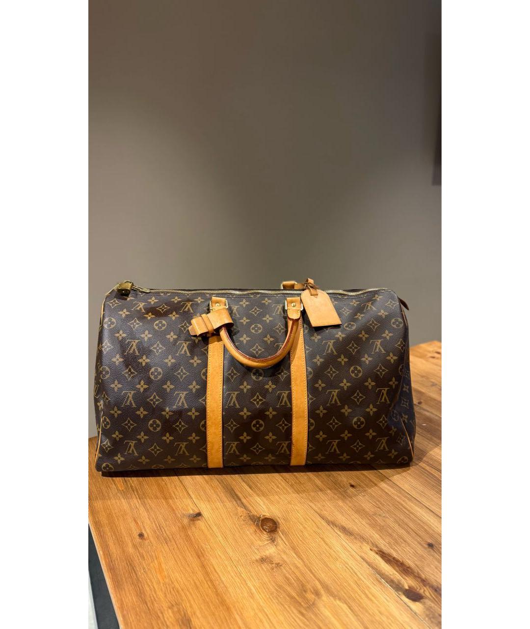 LOUIS VUITTON Коричневая кожаная дорожная/спортивная сумка, фото 9