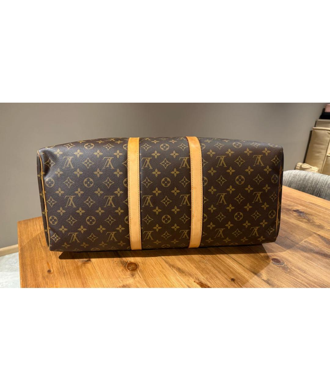 LOUIS VUITTON Коричневая кожаная дорожная/спортивная сумка, фото 3