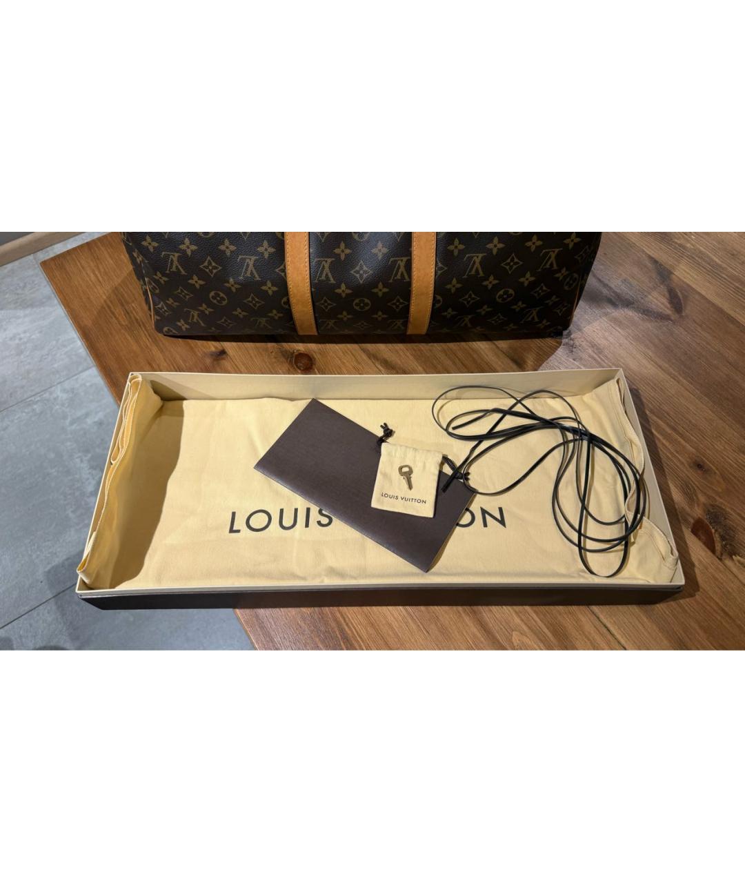 LOUIS VUITTON Коричневая кожаная дорожная/спортивная сумка, фото 5