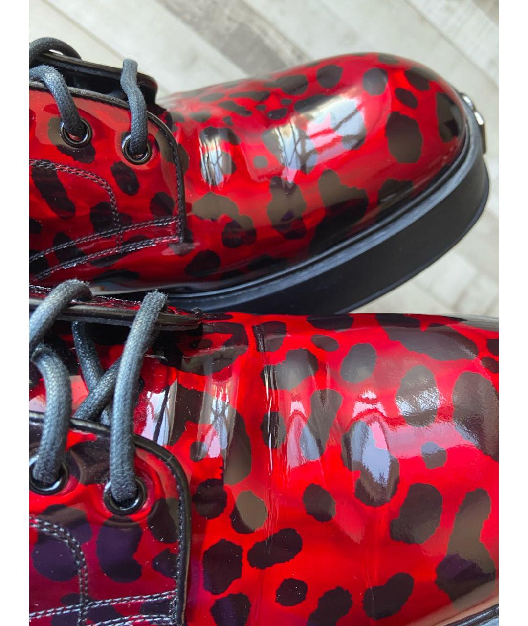DOLCE&GABBANA Красные кожаные низкие ботинки, фото 5
