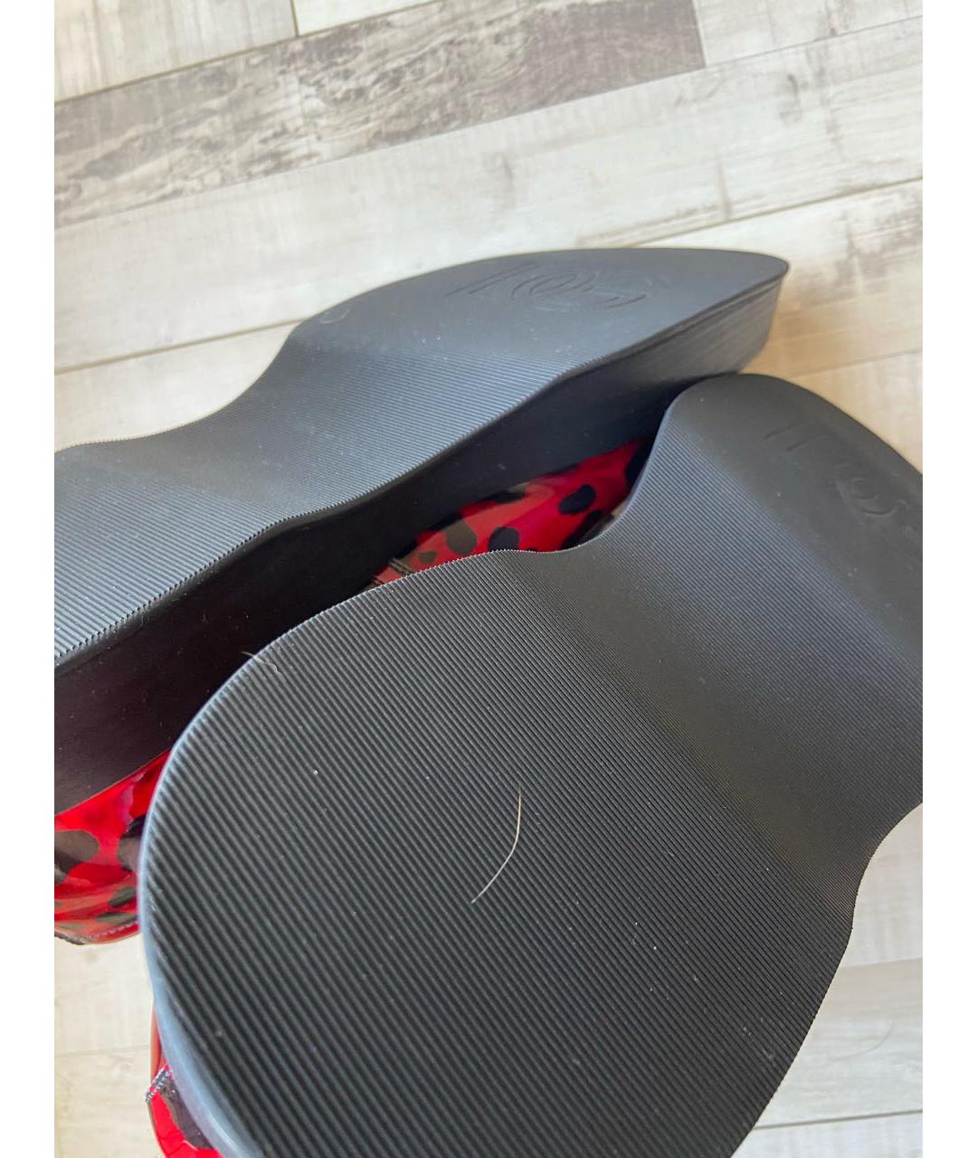 DOLCE&GABBANA Красные кожаные низкие ботинки, фото 6