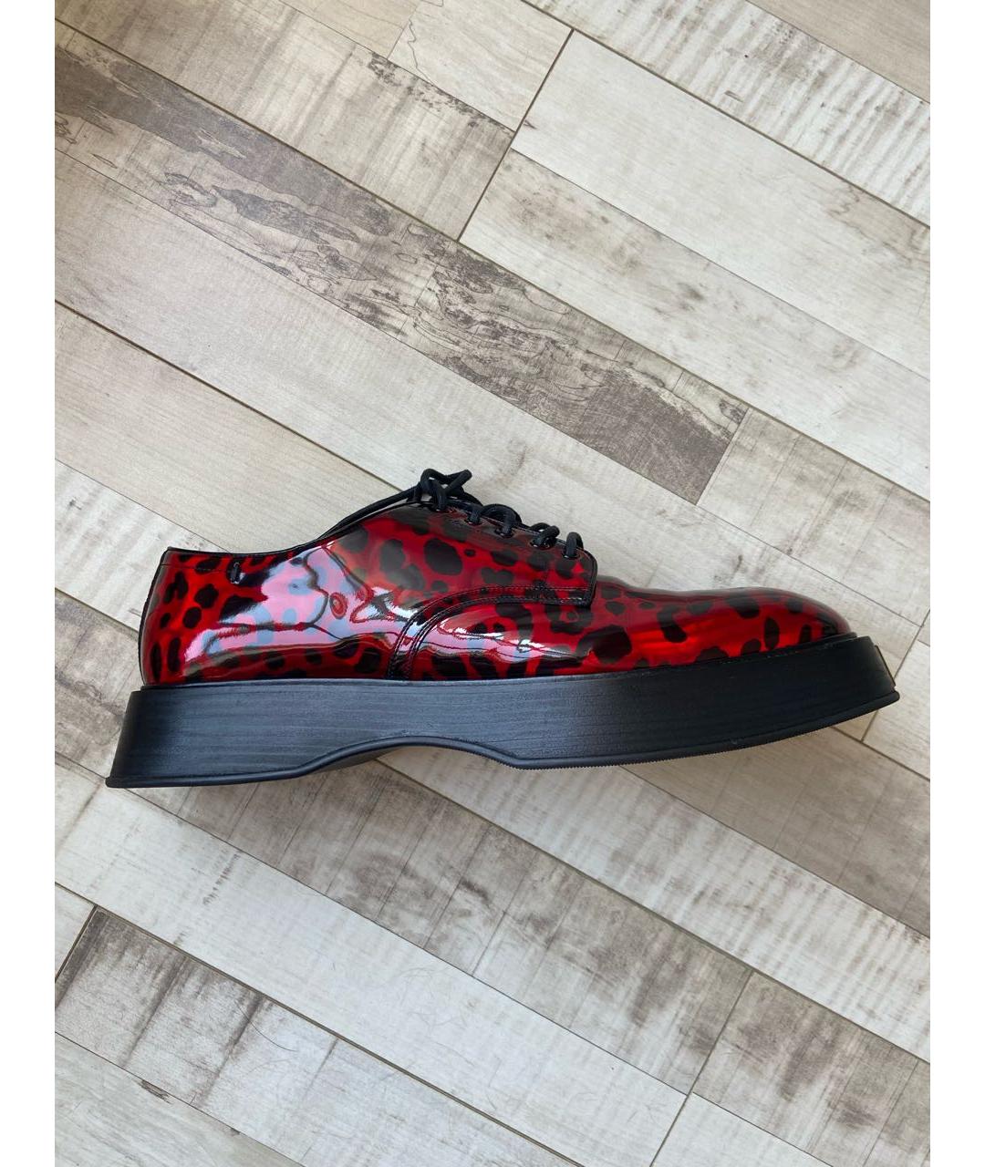 DOLCE&GABBANA Красные кожаные низкие ботинки, фото 8