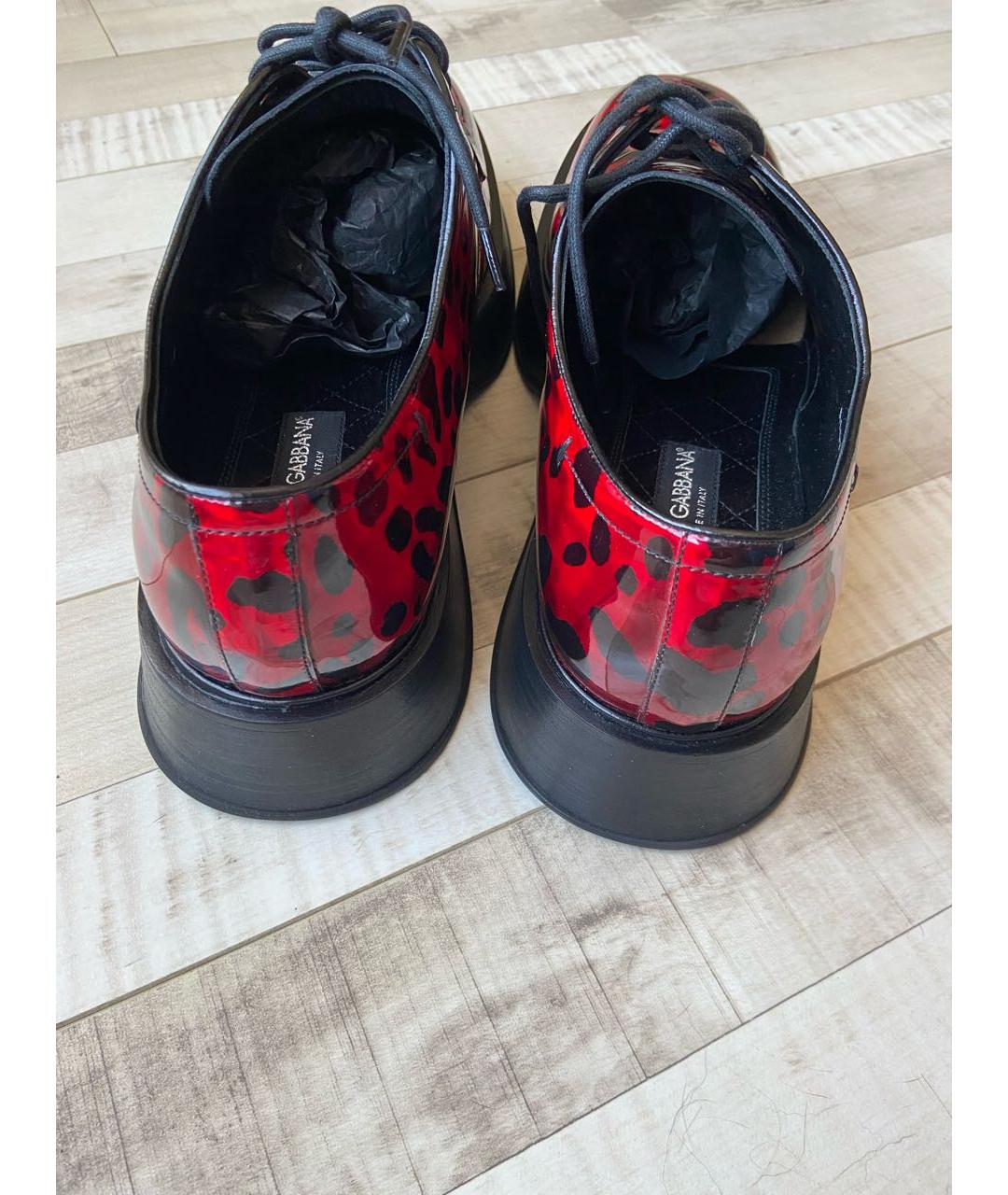 DOLCE&GABBANA Красные кожаные низкие ботинки, фото 3