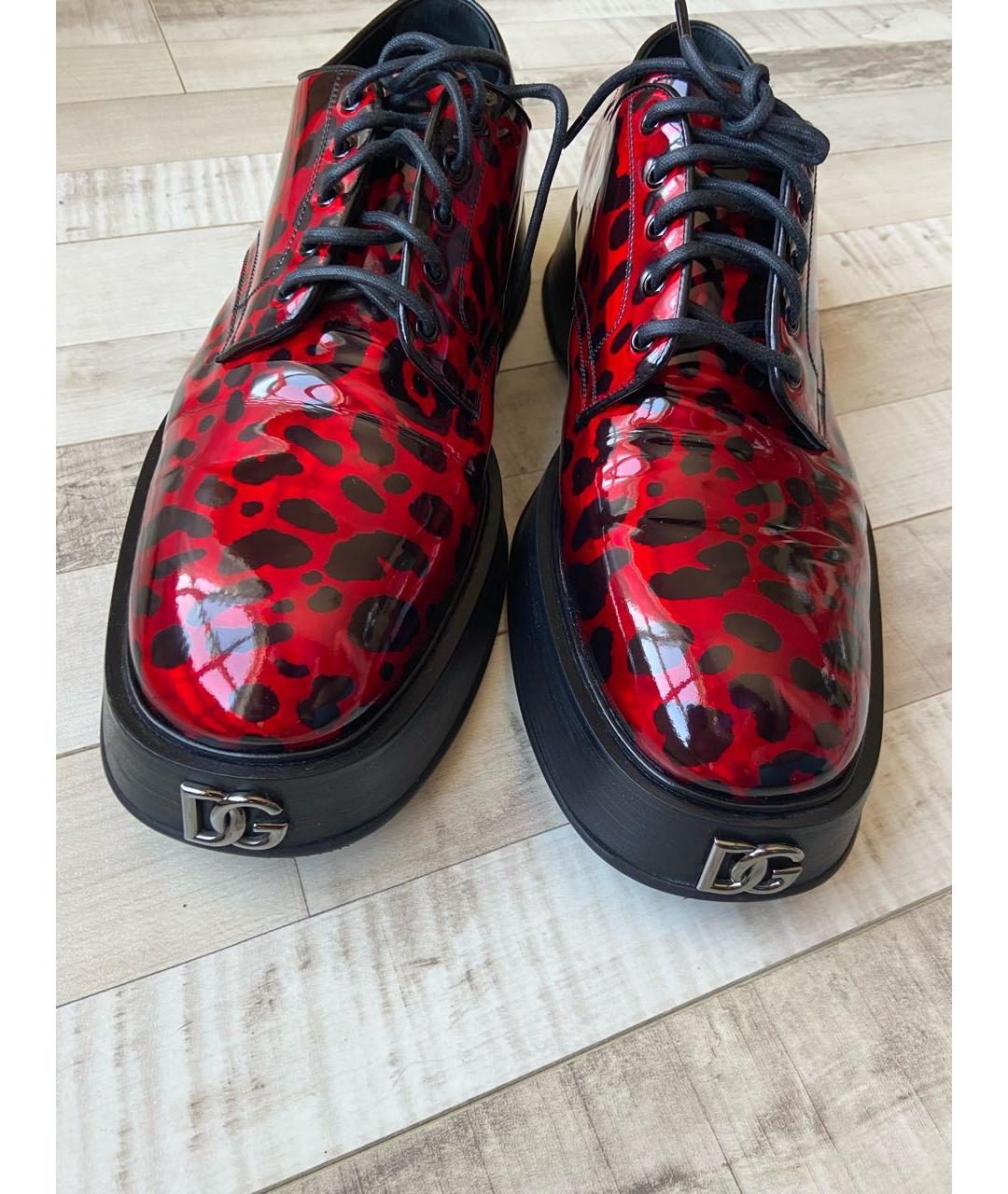 DOLCE&GABBANA Красные кожаные низкие ботинки, фото 2