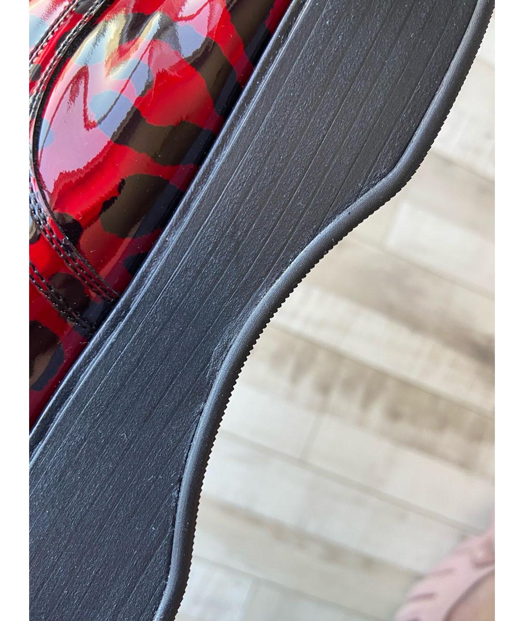 DOLCE&GABBANA Красные кожаные низкие ботинки, фото 4