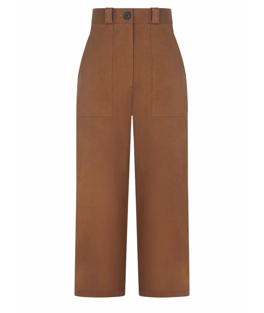 KHAITE Коричневые хлопковые прямые брюки, фото 1