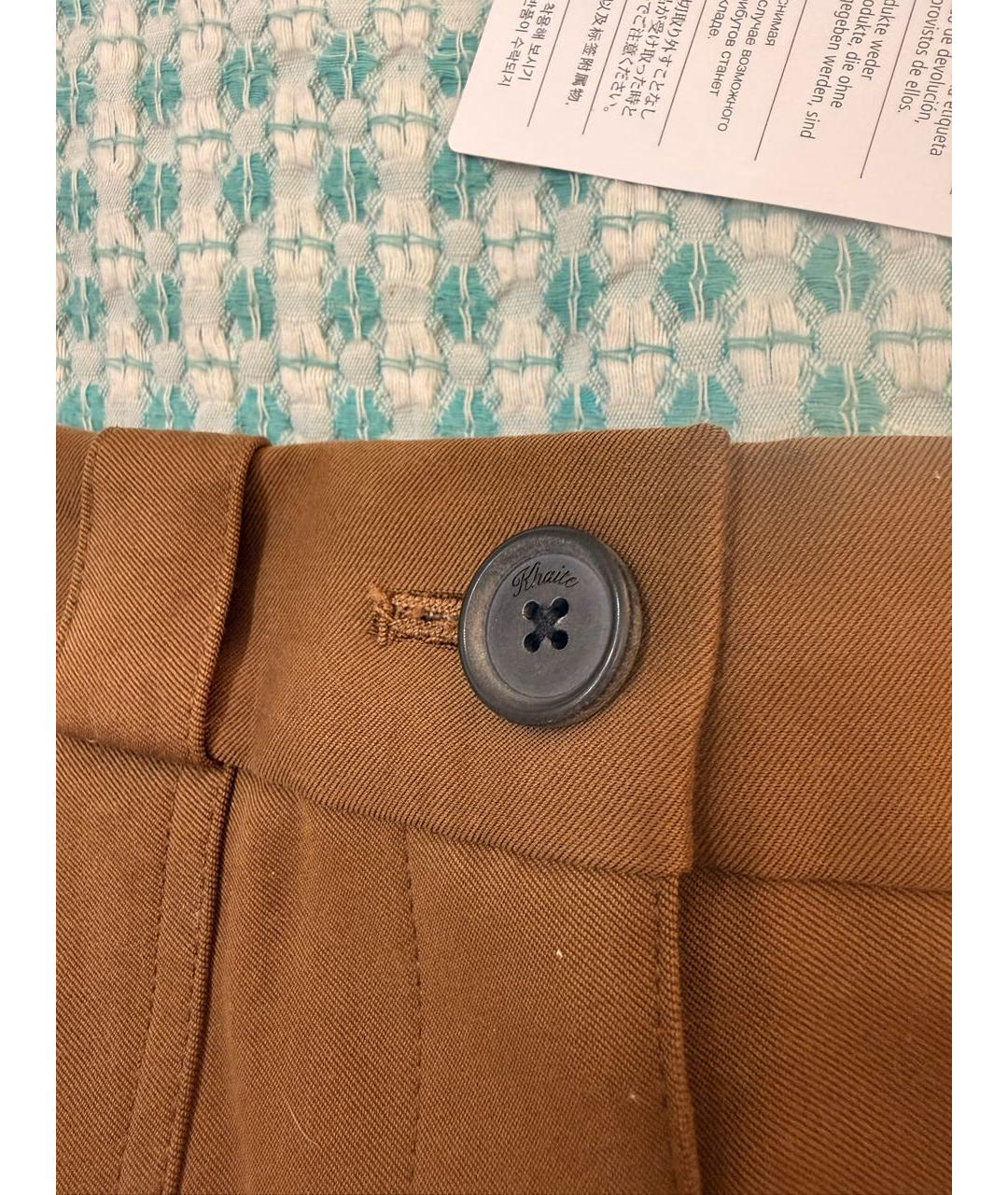 KHAITE Коричневые хлопковые прямые брюки, фото 4