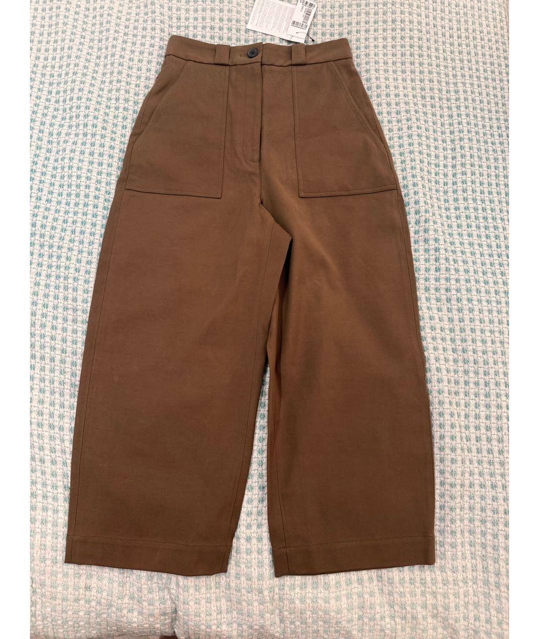 KHAITE Коричневые хлопковые прямые брюки, фото 2