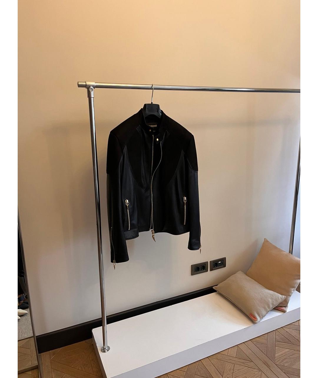 ROBERTO CAVALLI Черная кожаная куртка, фото 5