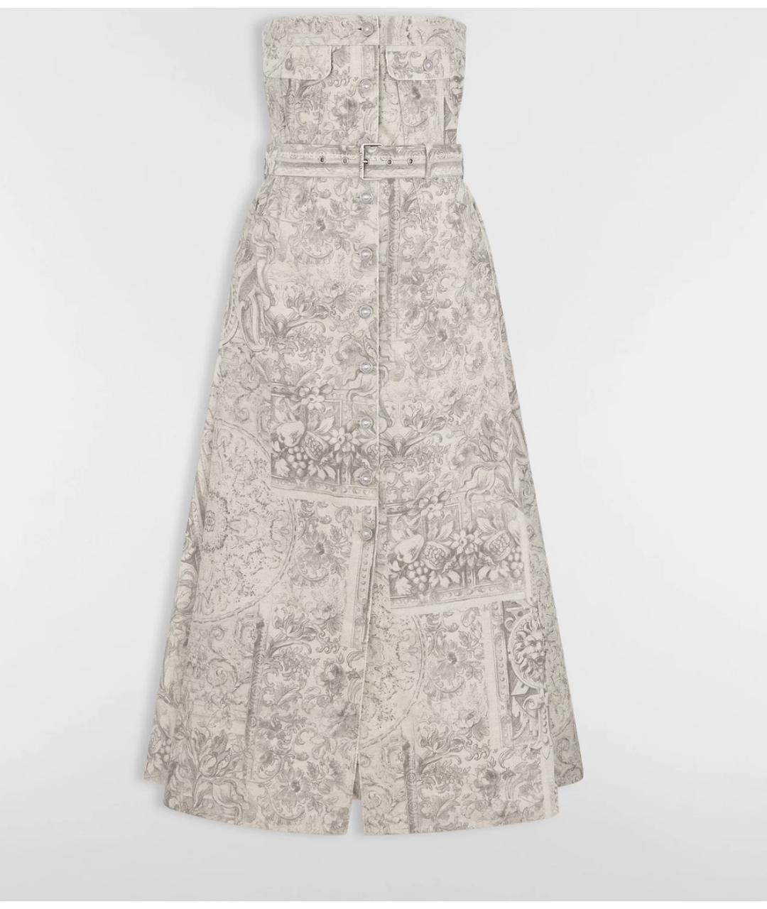 CHRISTIAN DIOR Серое хлопковое повседневное платье, фото 5