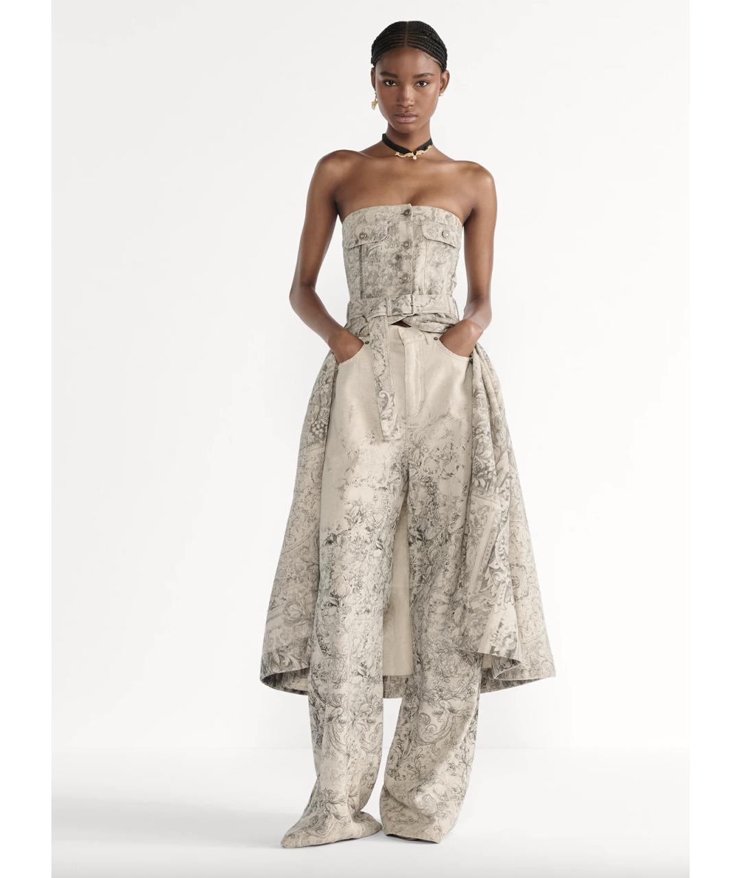 CHRISTIAN DIOR Серое хлопковое повседневное платье, фото 3