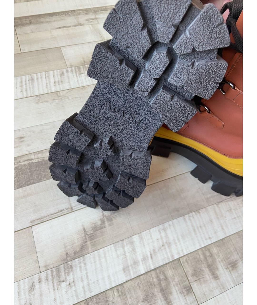 PRADA Коричневые кожаные высокие ботинки, фото 5