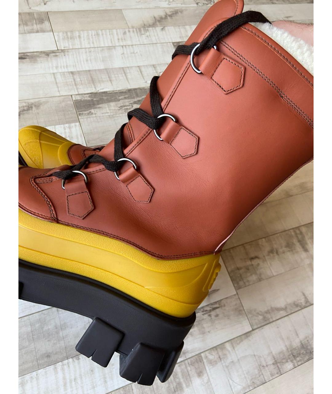 PRADA Коричневые кожаные высокие ботинки, фото 4