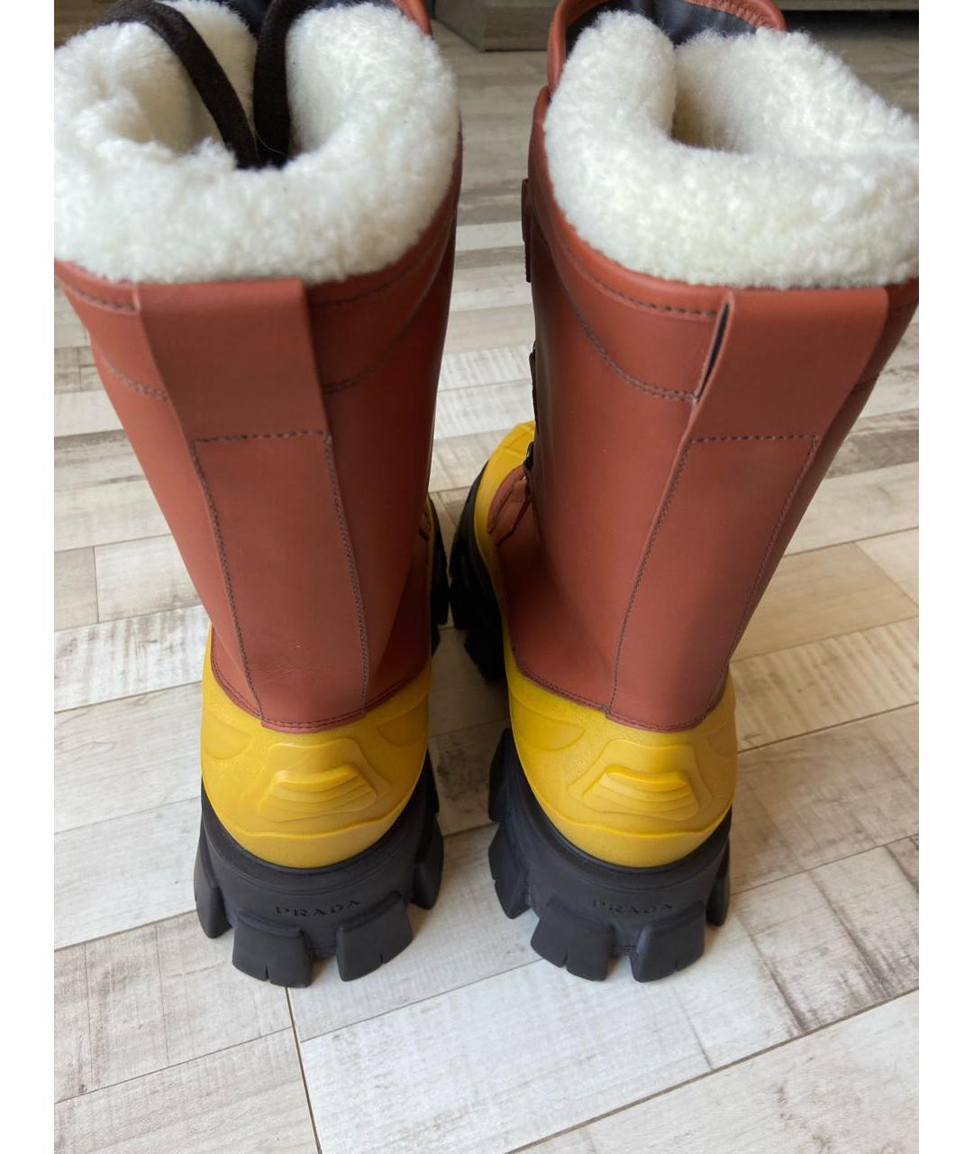 PRADA Коричневые кожаные высокие ботинки, фото 3