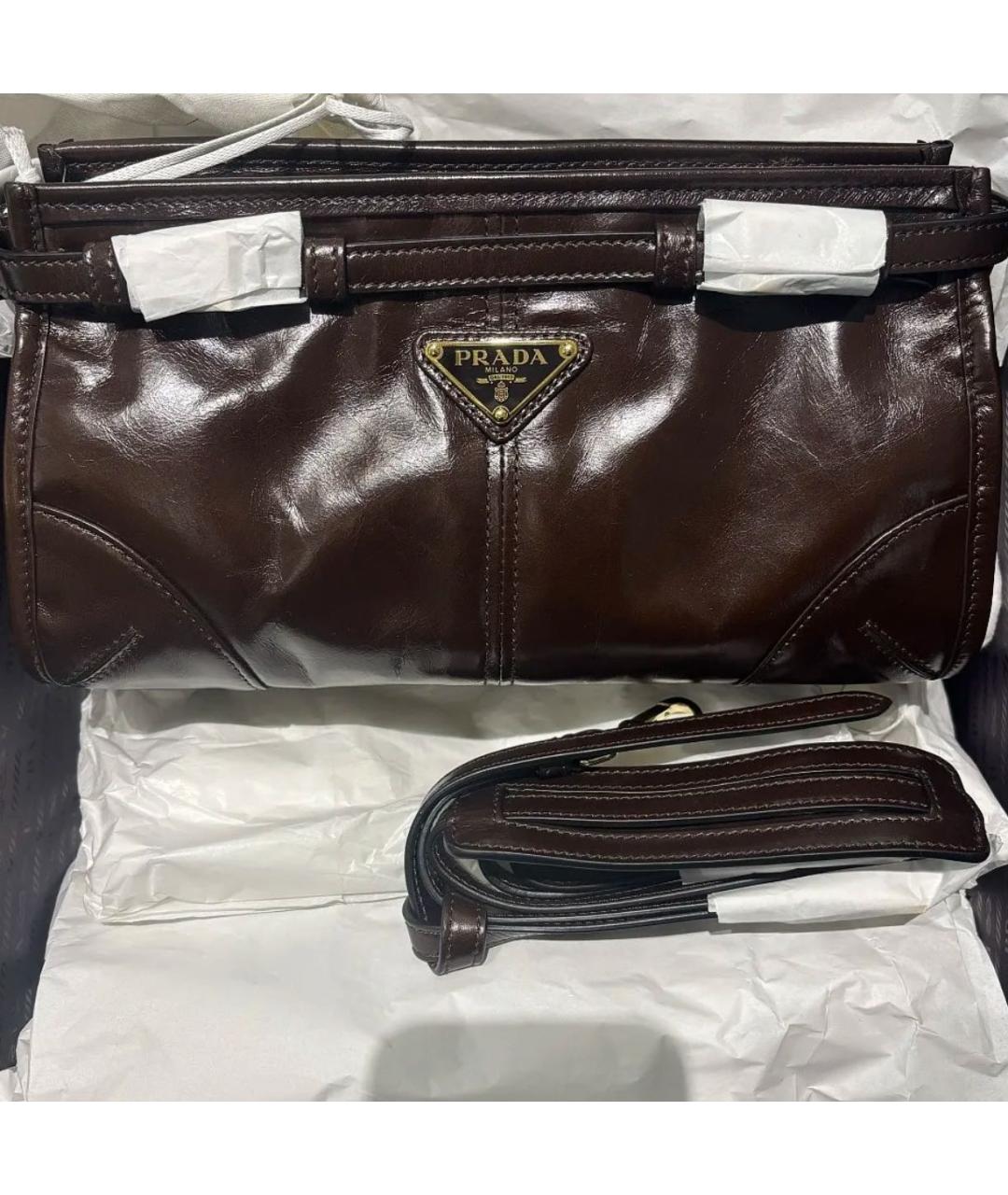 PRADA Коричневая кожаная сумка через плечо, фото 2