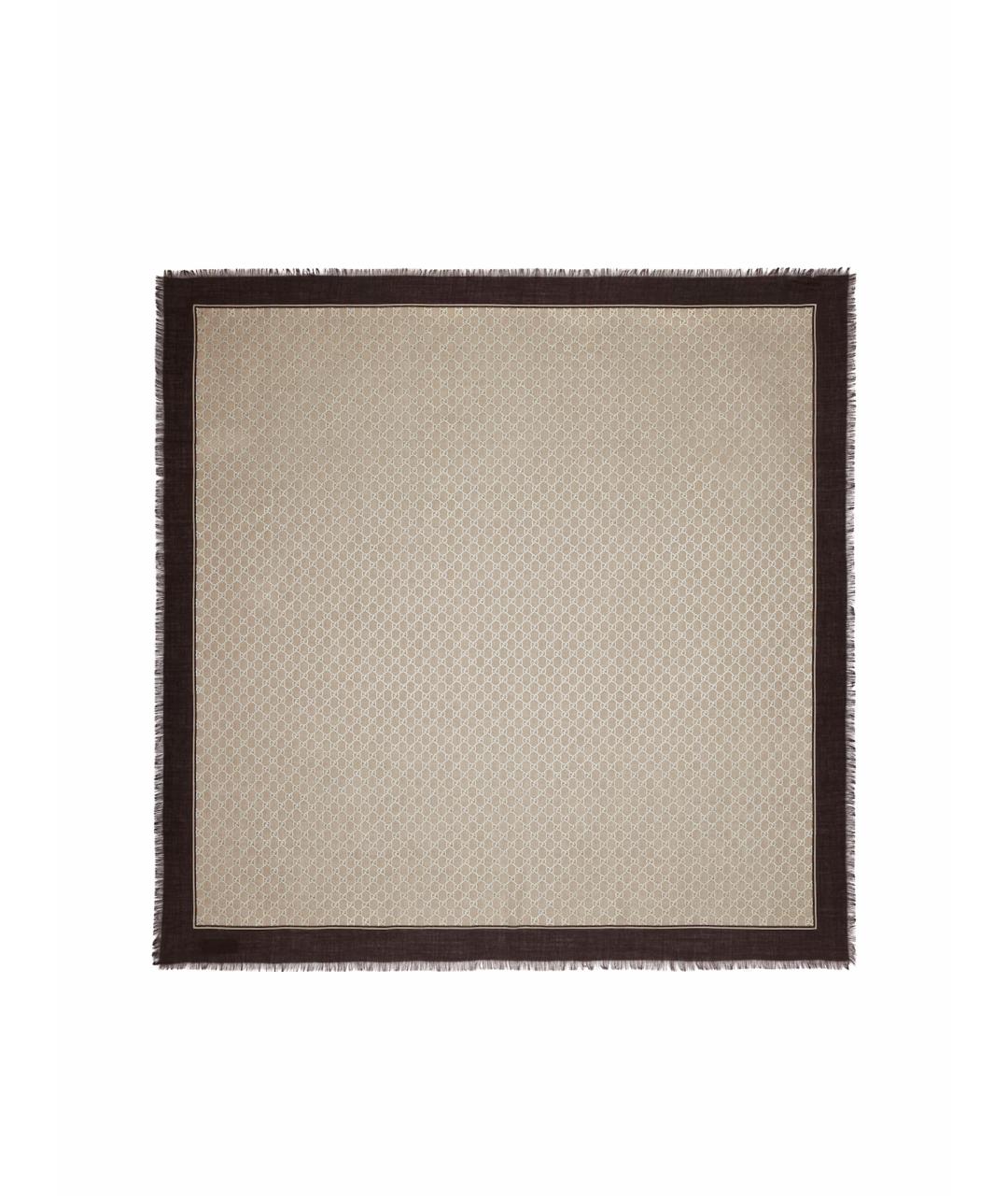 GUCCI Коричневый шерстяной платок, фото 1