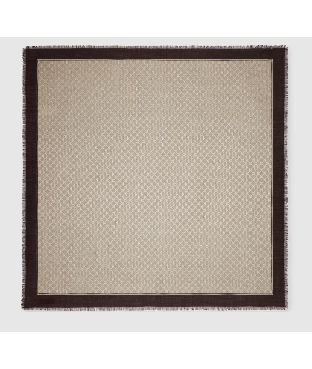 GUCCI Коричневый шерстяной платок, фото 3