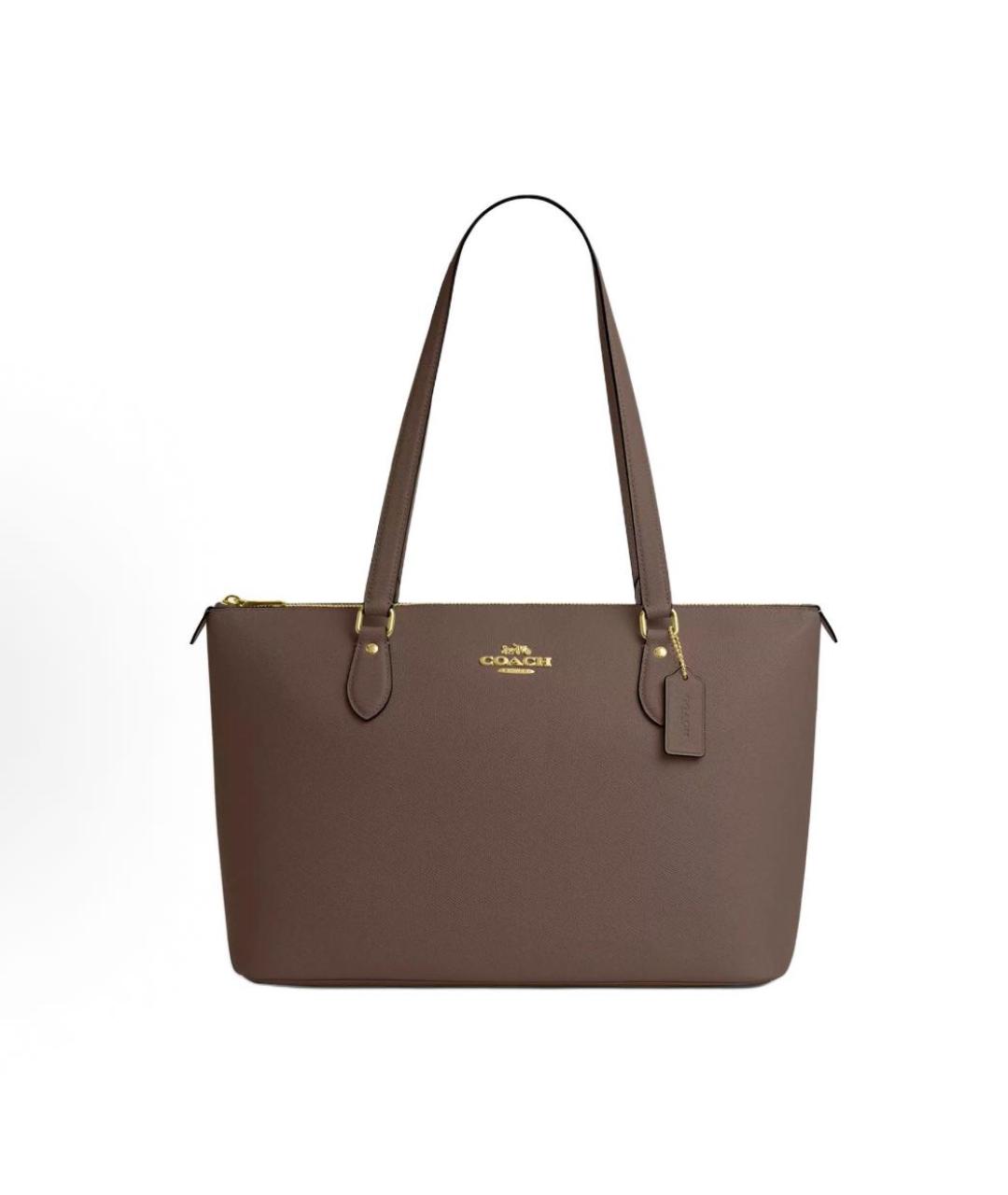 COACH Бежевая кожаная сумка тоут, фото 9