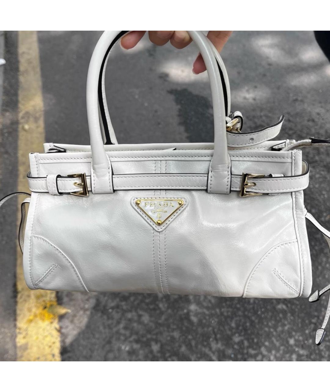 PRADA Белая кожаная сумка через плечо, фото 2