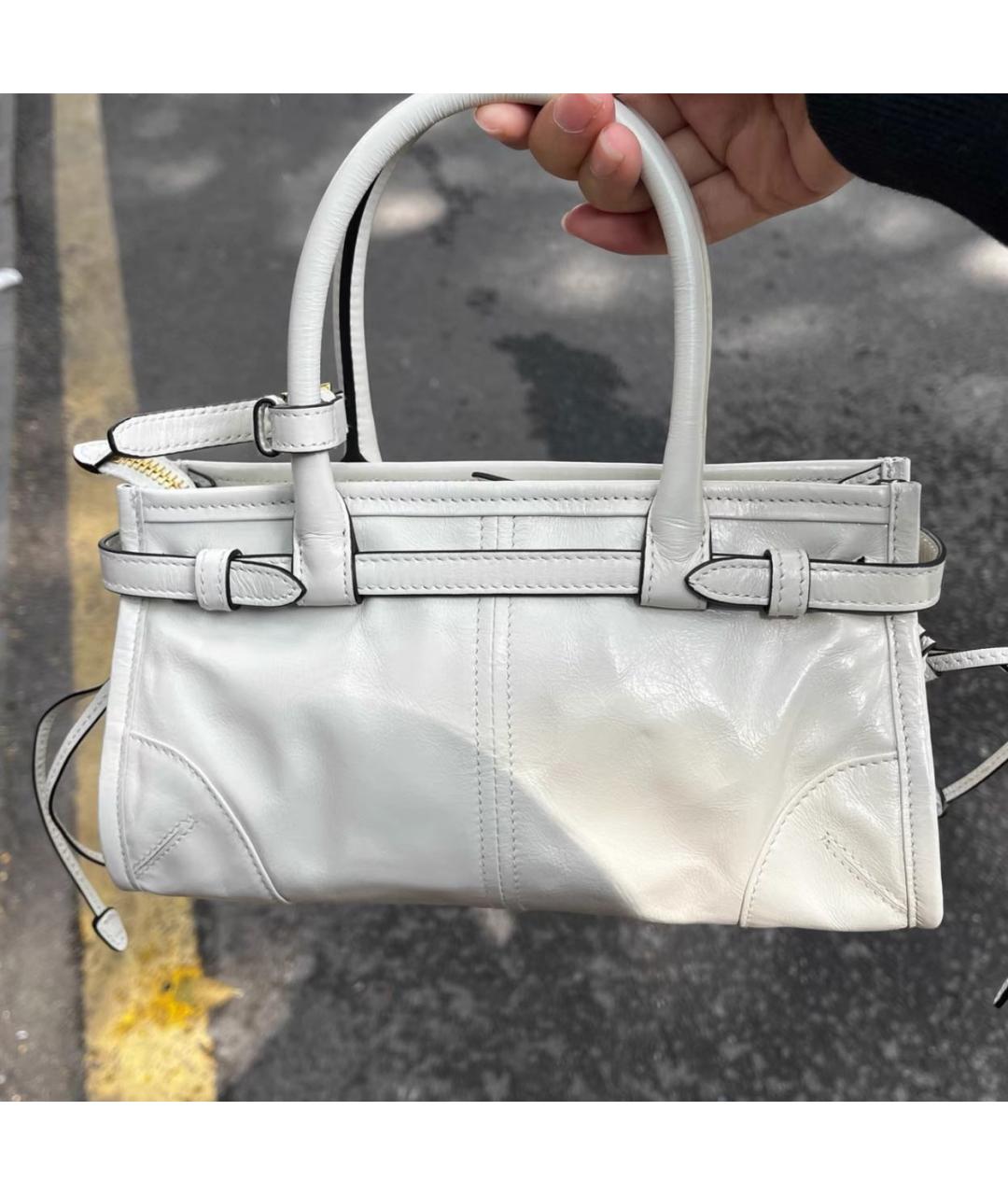 PRADA Белая кожаная сумка через плечо, фото 4