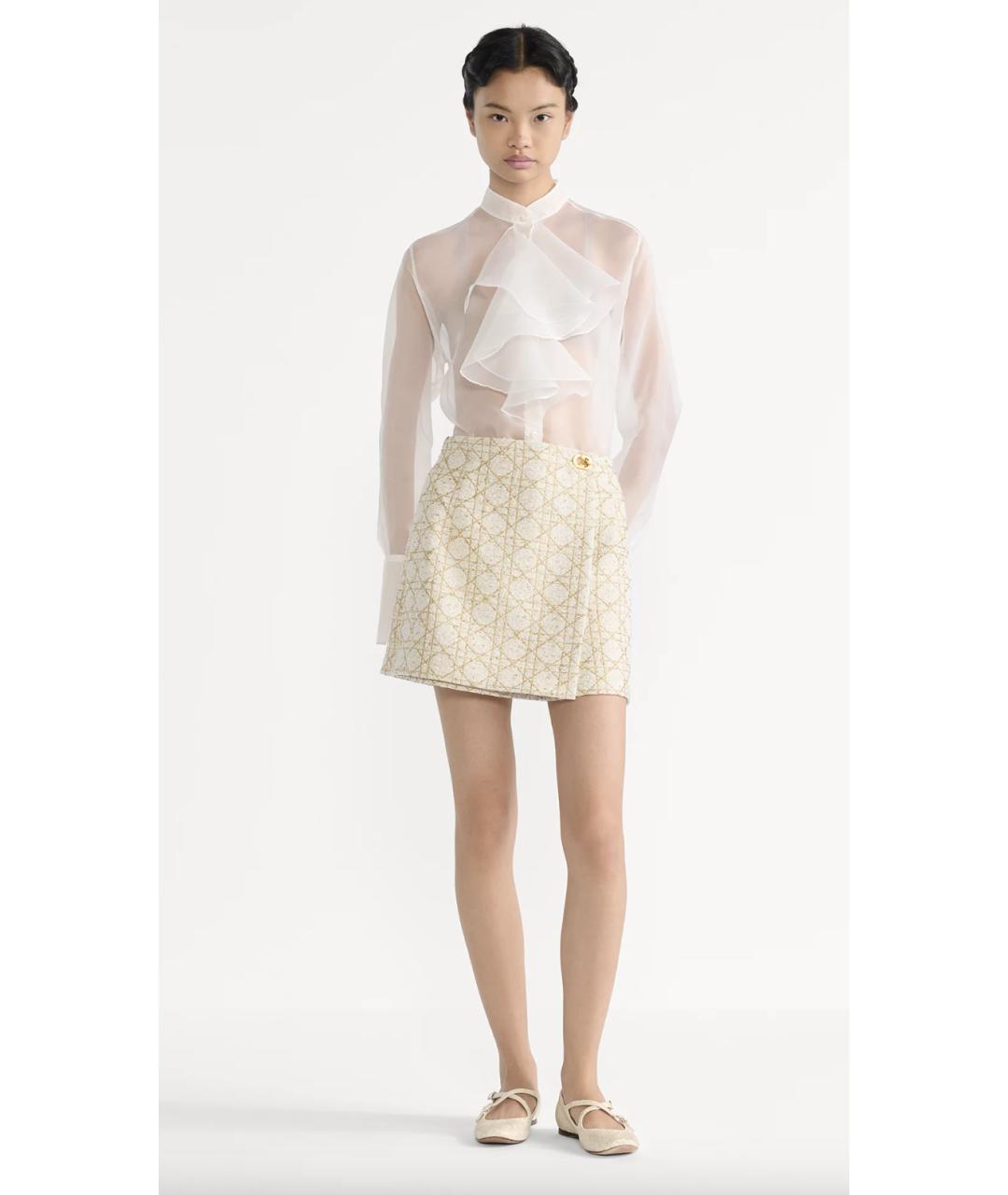 CHRISTIAN DIOR Золотые шерстяные шорты, фото 2