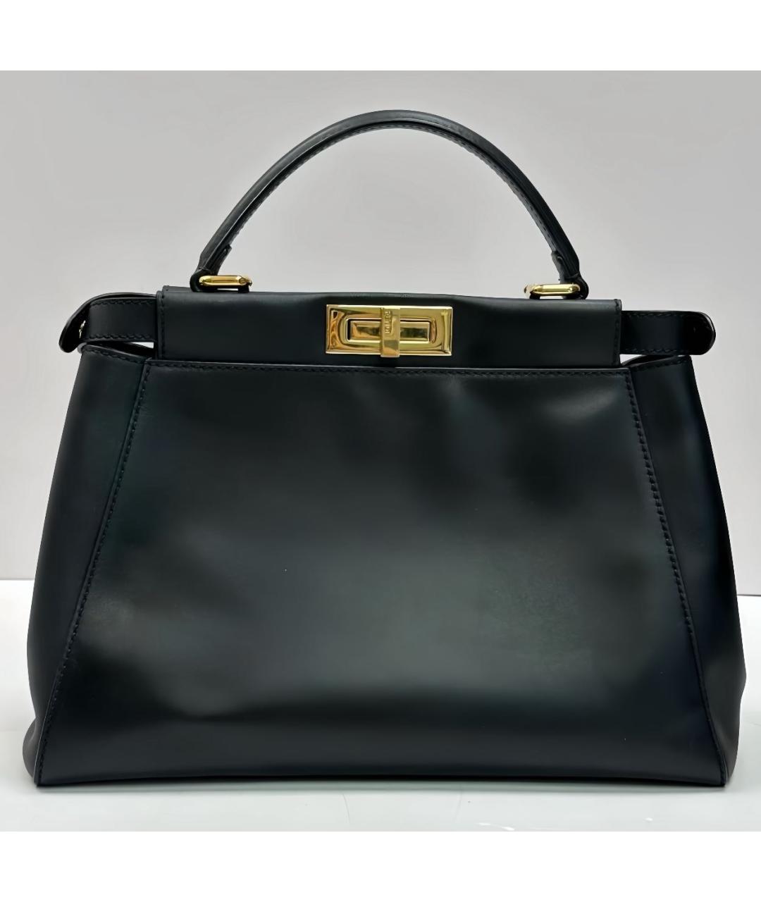 FENDI Черная кожаная сумка с короткими ручками, фото 9