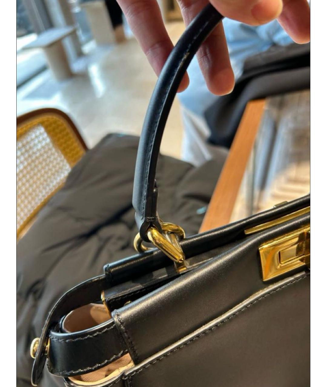 FENDI Черная кожаная сумка с короткими ручками, фото 6