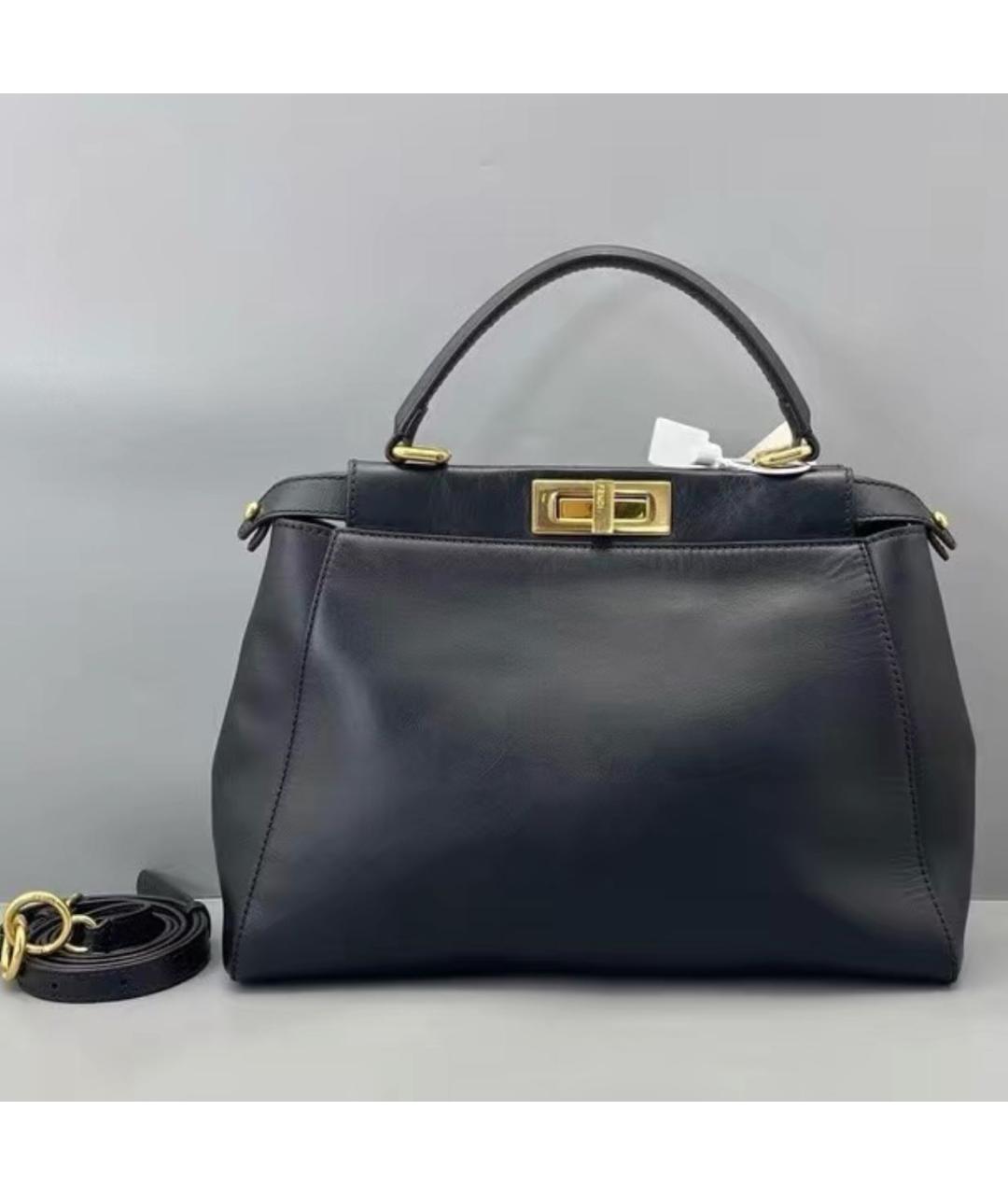 FENDI Черная кожаная сумка с короткими ручками, фото 2