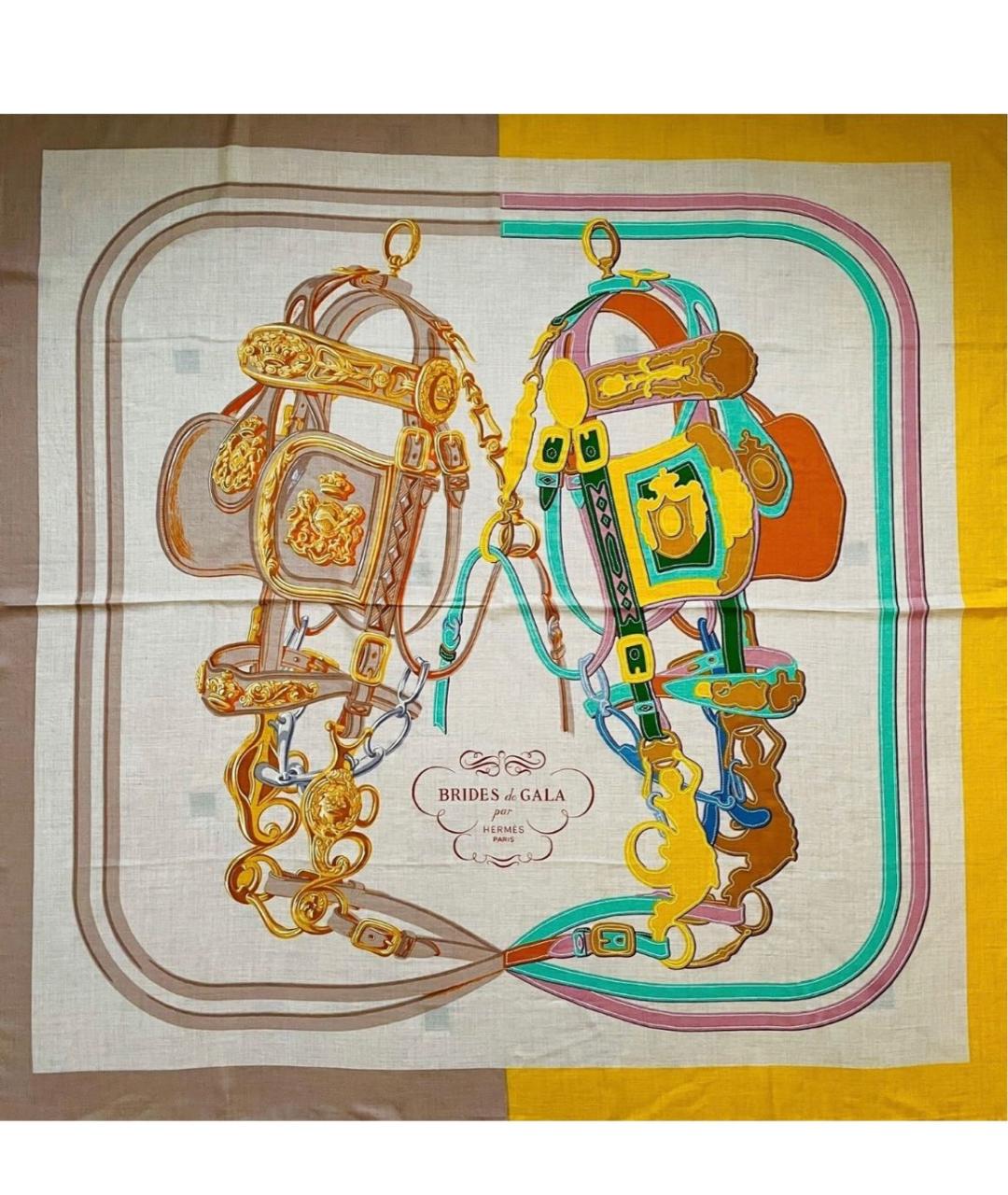 HERMES Бежевый кашемировый платок, фото 5