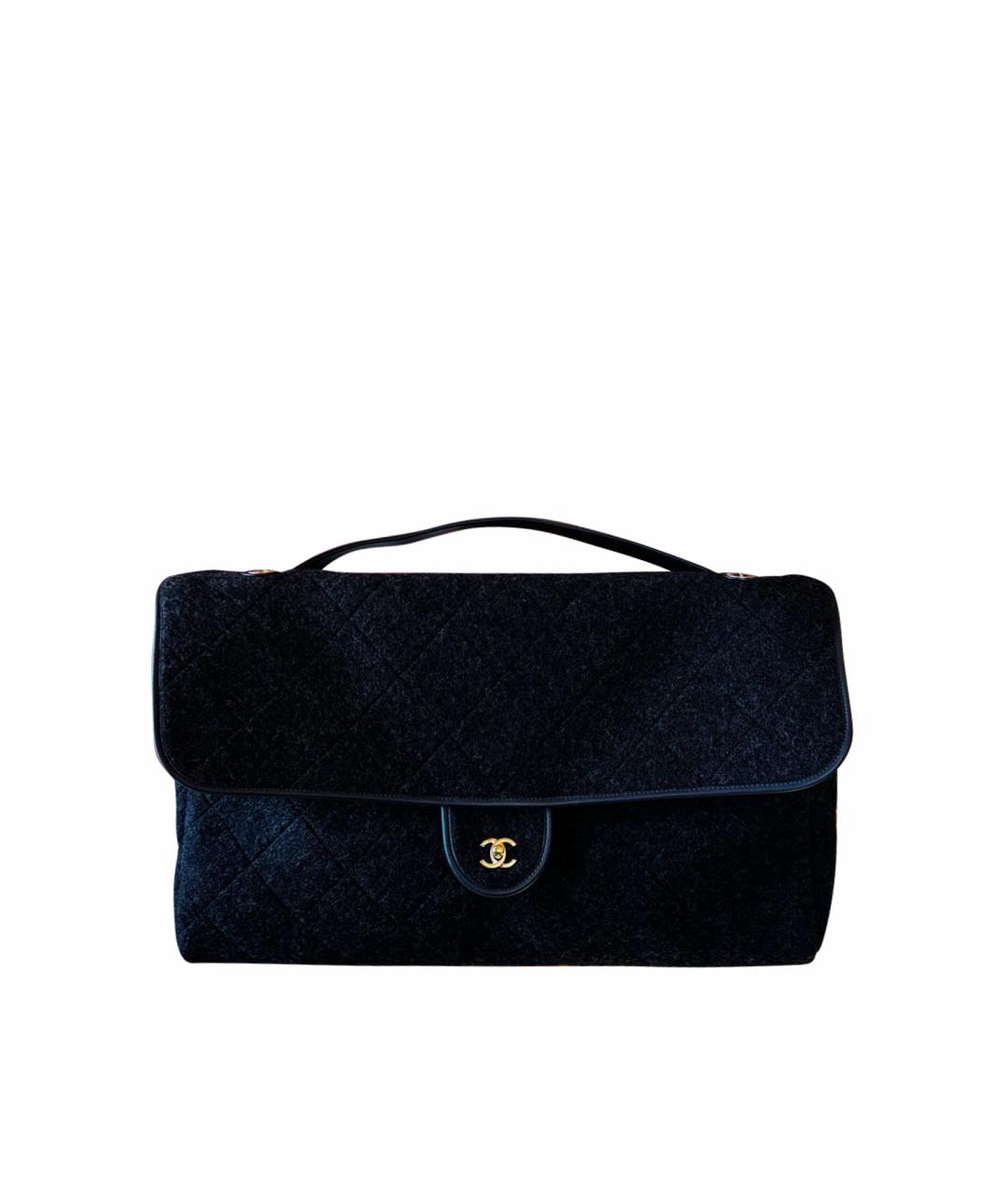 CHANEL Серая шерстяная сумка через плечо, фото 1